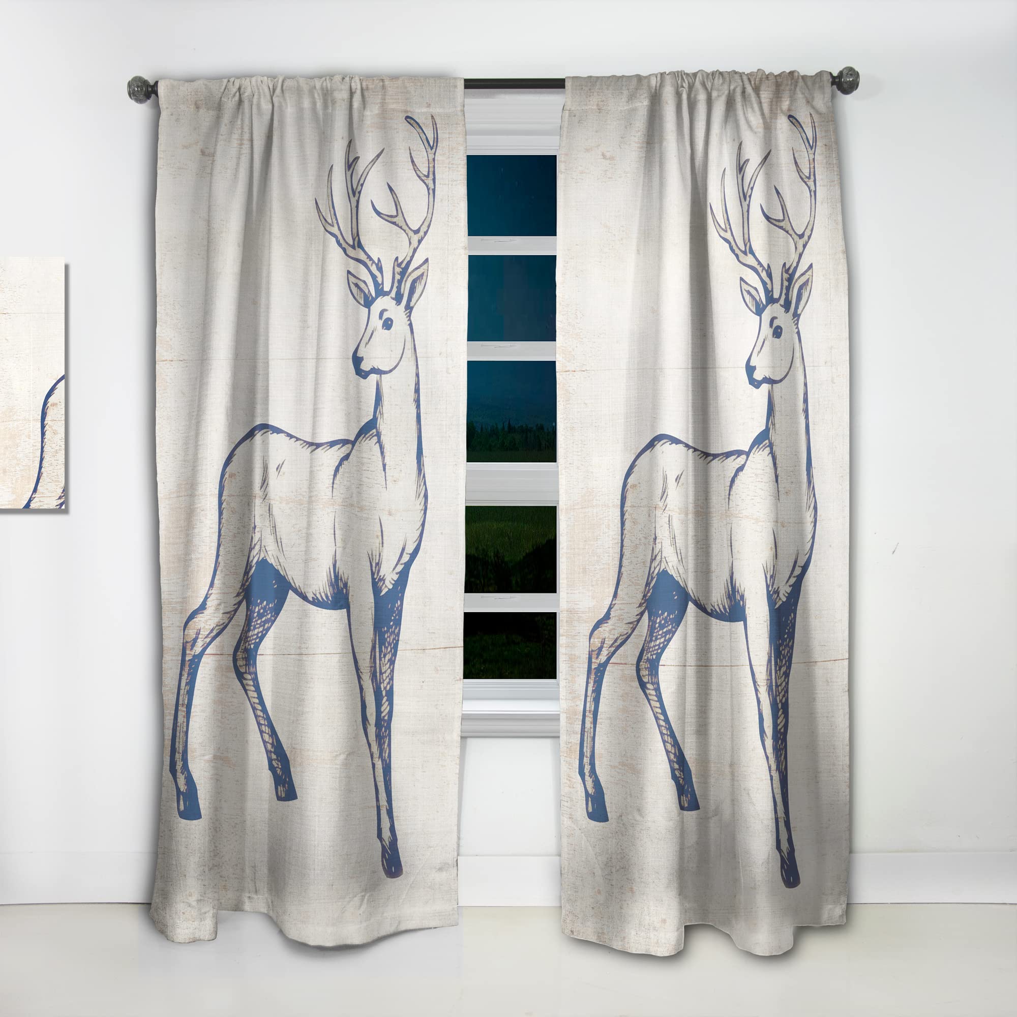 DesignQ Thermal Insulated Blackout Curtains - Deer Wild & Beautiful X Pattern - 52x90 Inch Single Panel for Bedroom & Living Room - Energy Saving, Noise Reducing, Perfect for Home Decor & Privacy