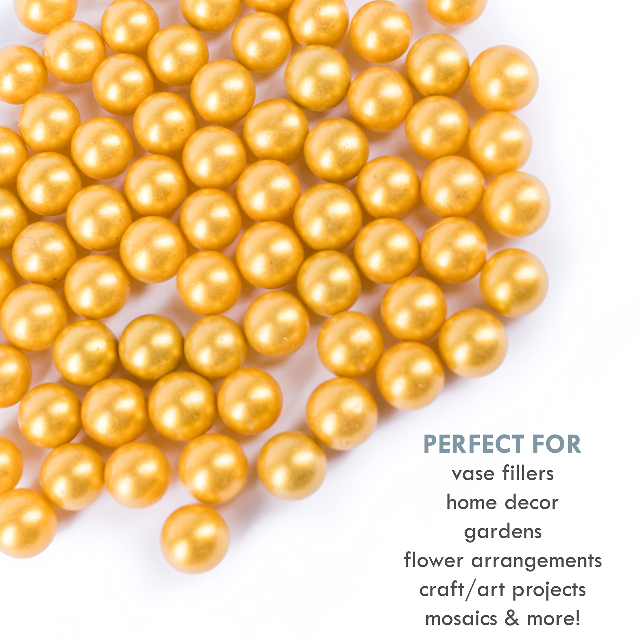Galashield Gold Glass Marbles for Vases - 5lb Bulk Vase Fillers (400pcs) | Decorative Round Glass Beads for Home Decor, Centerpieces & Floral Arrangements