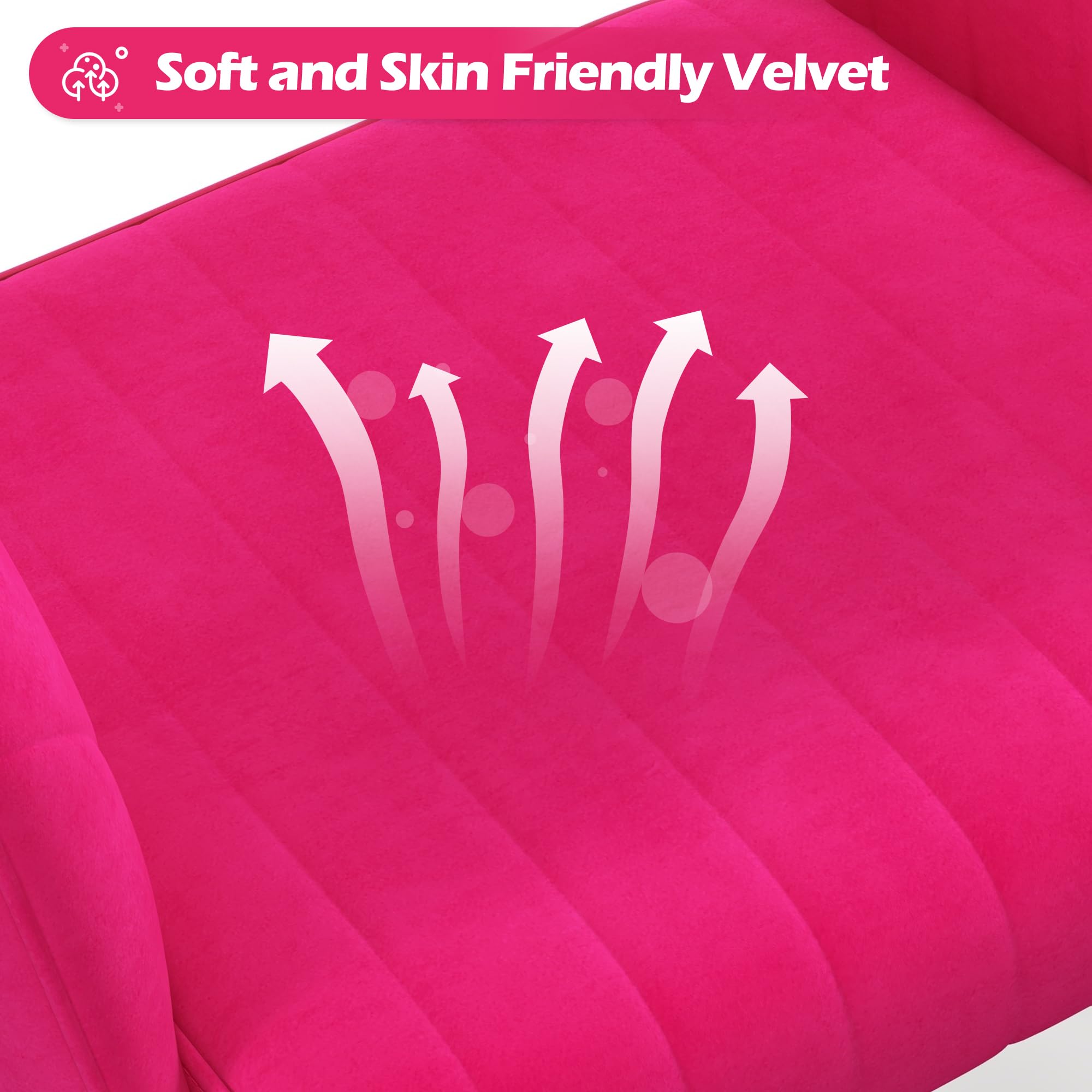 Luxury Velvet Swivel Office Chair with Gold Base - Ergonomic Tufted Desk Chair for Women & Girls, Modern Accent Armchair for Home Office, Study, Computer Work & Living Room (Hot Pink) - Comfortable & Stylish Seating Solution