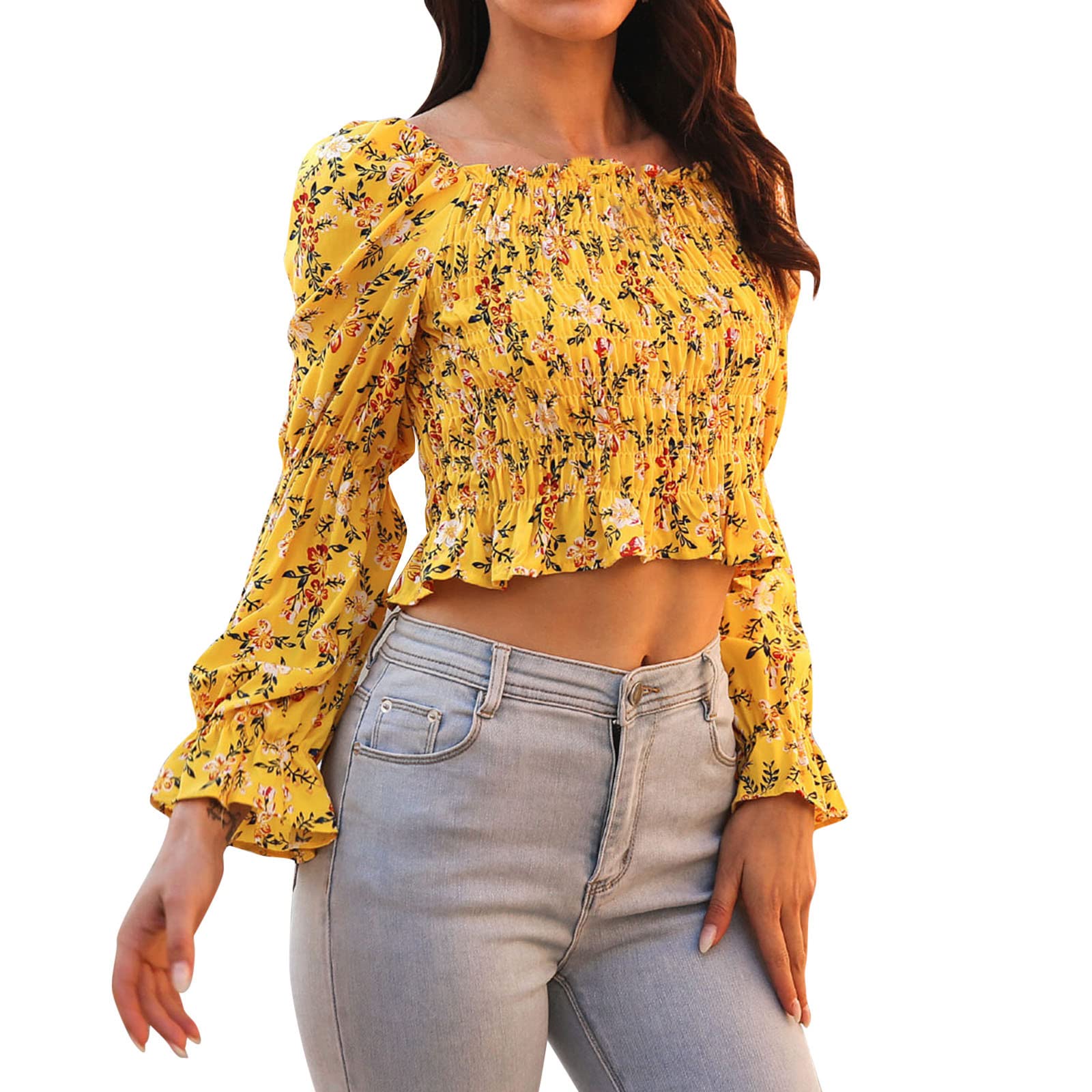 2022 Women's Business Casual Tops - Summer Short Sleeve Ruffle Blouse with Puff Sleeves | Loose Fit Shirts for Office, Dating & Weekend Outfits