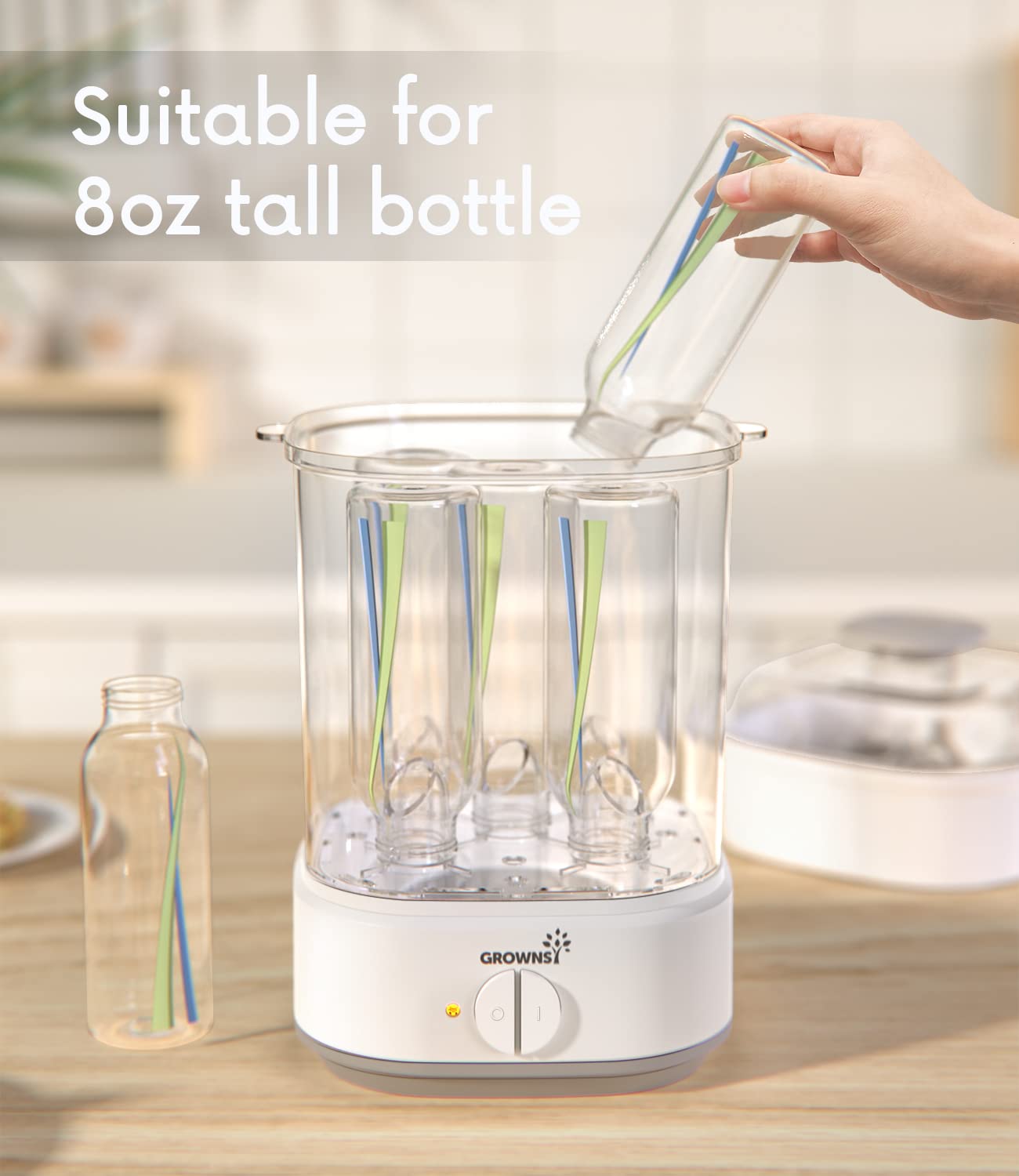 Electric Baby Bottle Sterilizer with Timer - Steam Sanitizer for Bottles, Pacifiers & Breast Pump Parts | Safe & Fast Sterilization for Newborns | Perfect for Daycare, Travel & Home Use