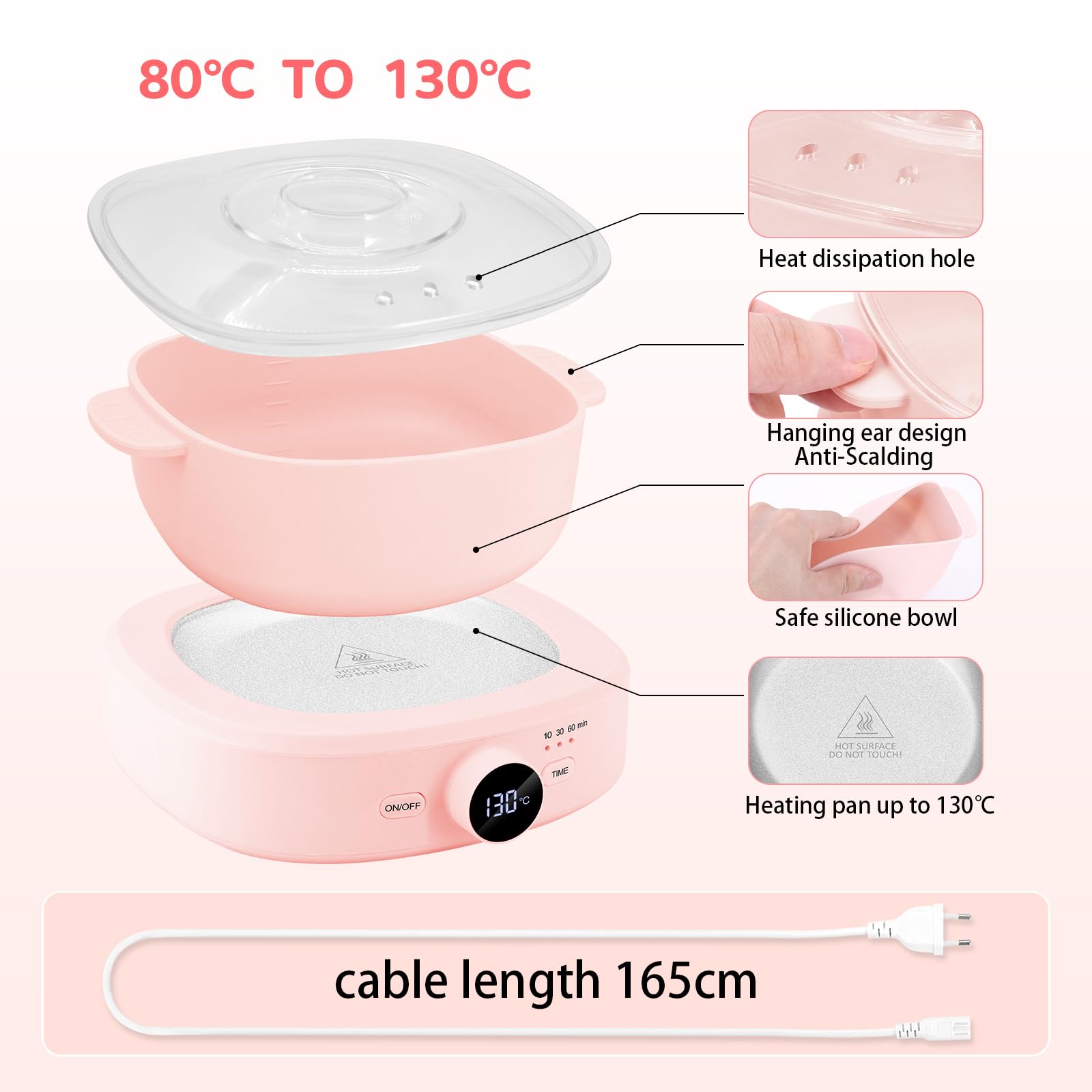 Professional Digital Wax Warmer for Hair Removal - Adjustable Temperature with Timer & Silicone Bowl - Perfect for Salon, Spa & At-Home Waxing Treatments