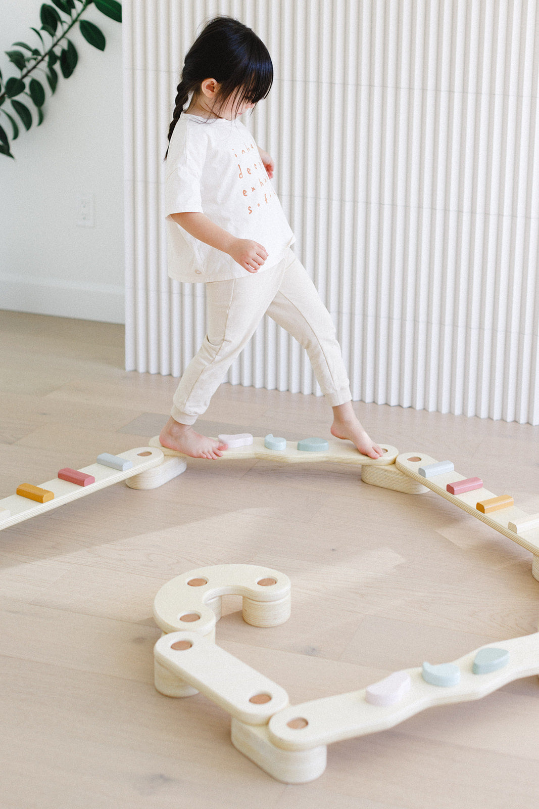 Step N' Balance Kids Wooden Balance Beam & Building Blocks Set - Fun Indoor Play for Toddlers, Preschool Gymnastics & Motor Skills Development
