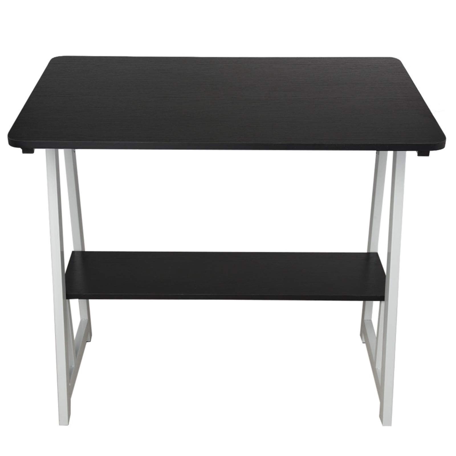 Modern Minimalist Computer Desk with Shelf - Home Office Desk, Small Study Desk, Writing Desk for Compact Spaces - White & Black Options - Perfect for Home Office, Study Room, or Small Workspace