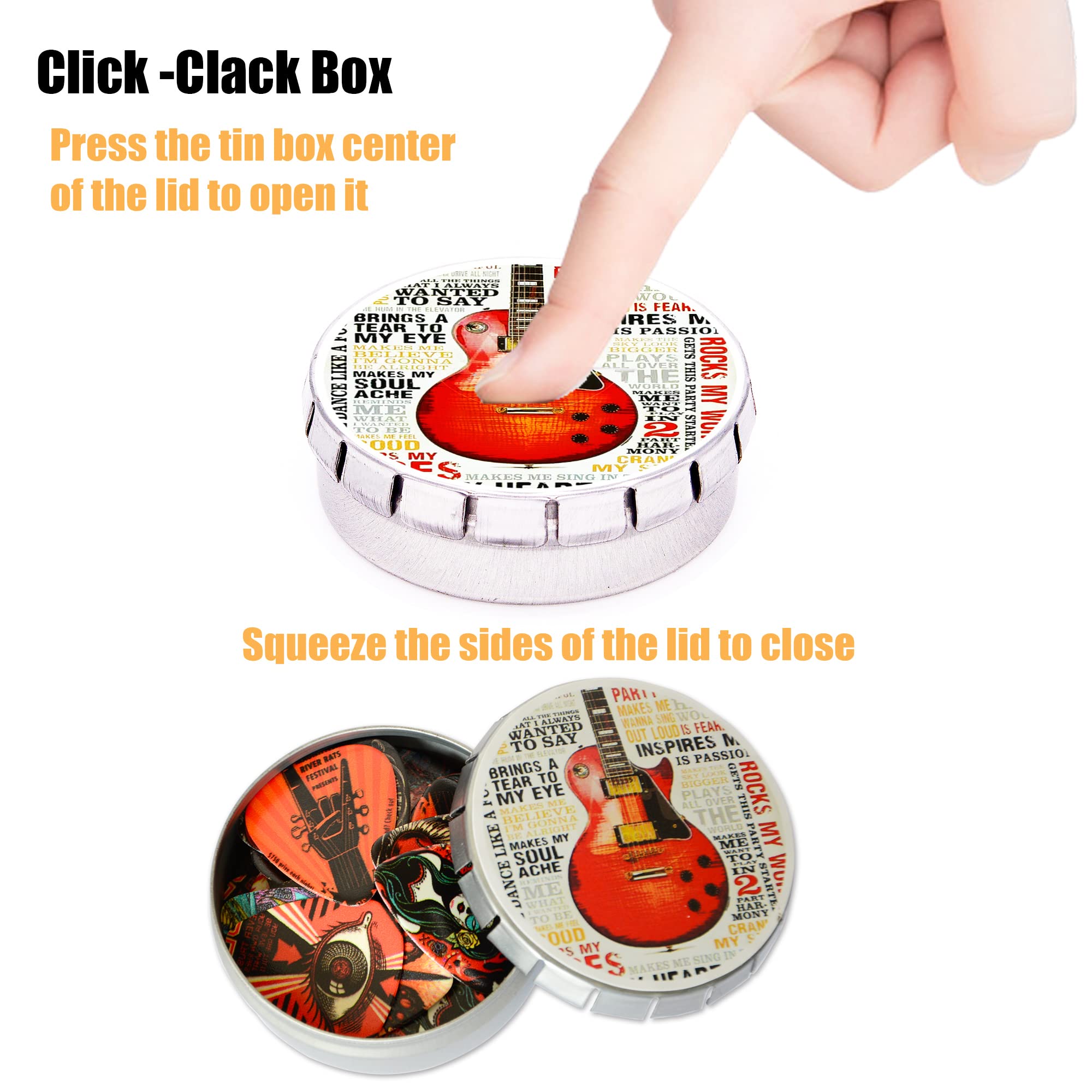 24 Pack Guitar Picks Variety Set - Thin, Medium, Heavy & Extra Heavy Celluloid Picks with Tin Box for Acoustic, Electric & Bass Guitar - Perfect Gift for Musicians & Music Lovers - Ideal for Practice, Recording & Live Performances