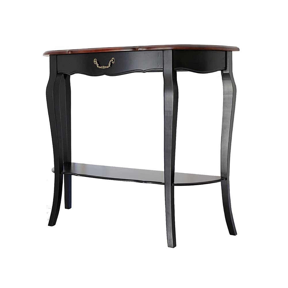 Attractive Ash Wood Console Table with Curved Legs & Drawers - Sofa Table, Hall Table, Accent Table - Perfect for Living Room, Entryway & Home Decor (Brown)