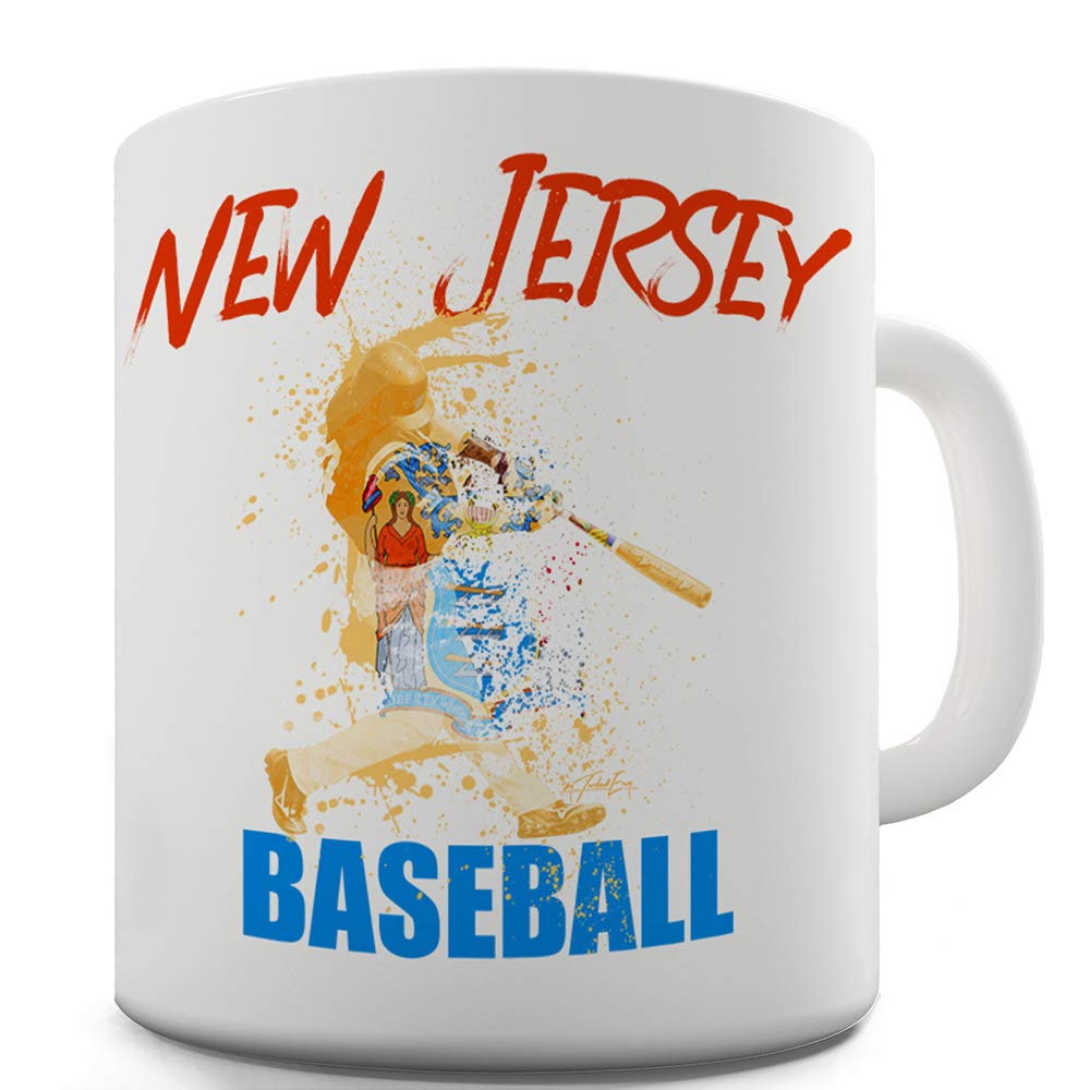 Funny 11oz New Jersey Baseball Splatter Coffee Mug - Perfect for Office, Gifts & Baseball Fans - Great for Coffee, Tea & Hot Drinks at Work or Home