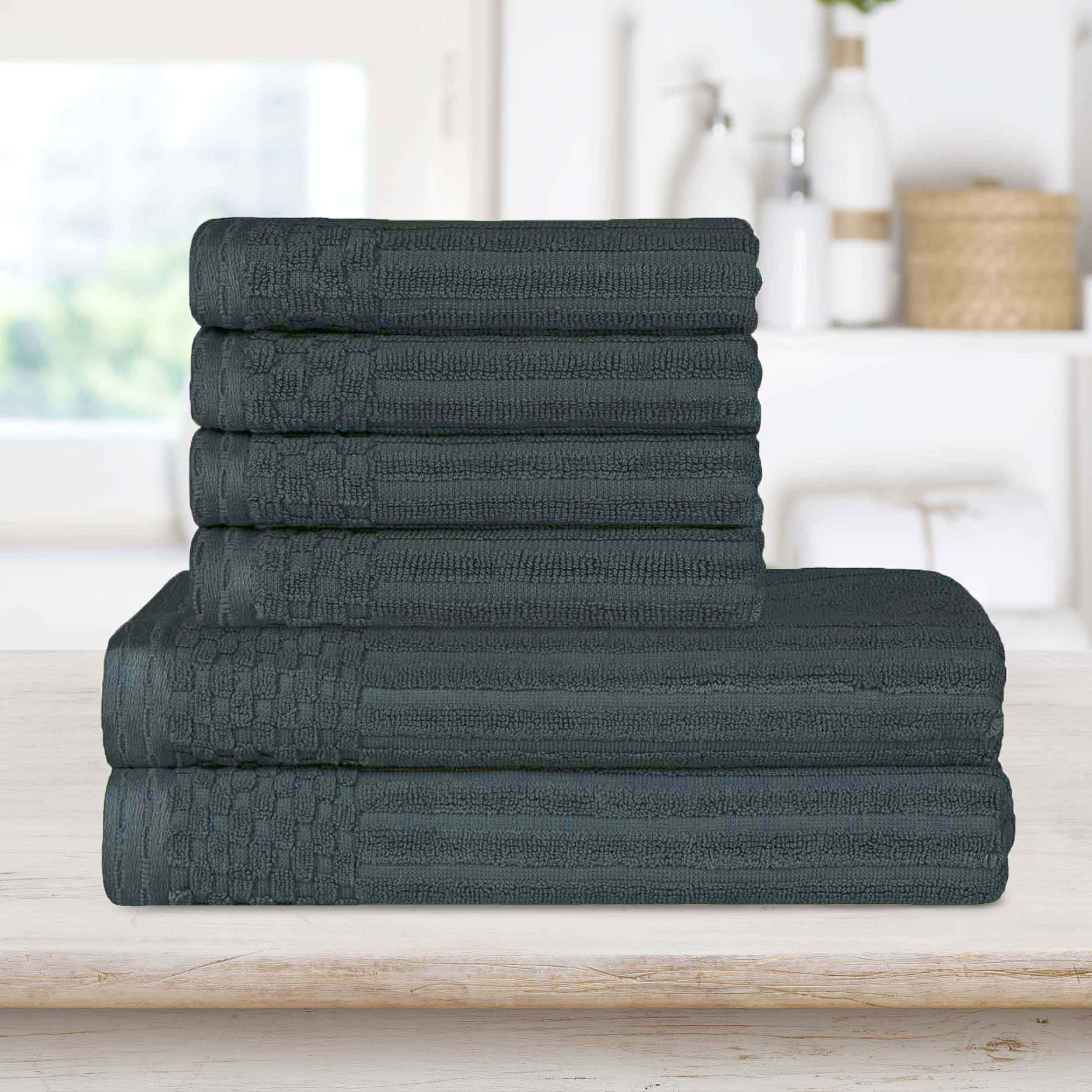 Premium Soho Ribbed Textured Cotton Bath Towel Set - Ultra Absorbent, Quick-Drying Hand & Bath Towels for Spa, Gym, and Luxury Home Use