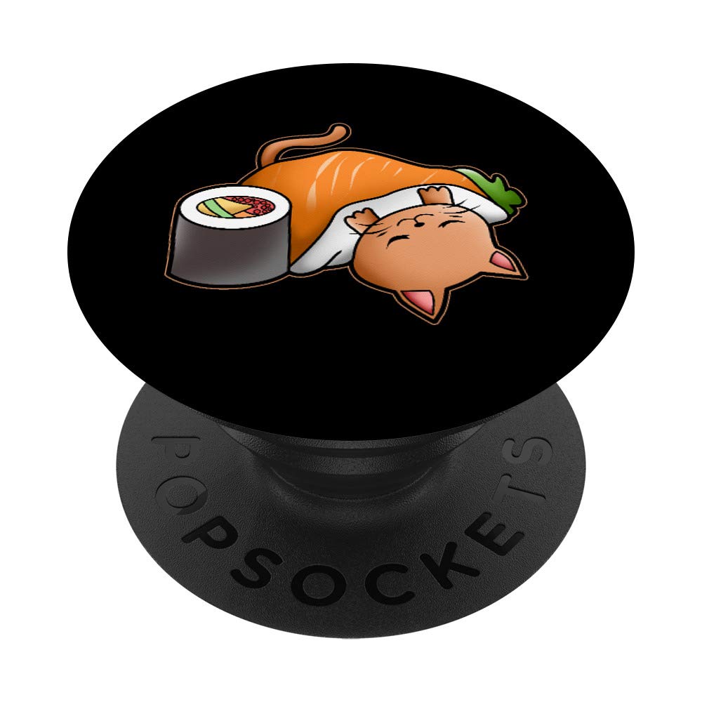 Funny Kawaii Cat Sushi Design Swappable PopGrip for iPhone & Samsung - Cute Gift for Cat Lovers, Perfect for Phone Stand & Grip While Sleeping, Working or Traveling