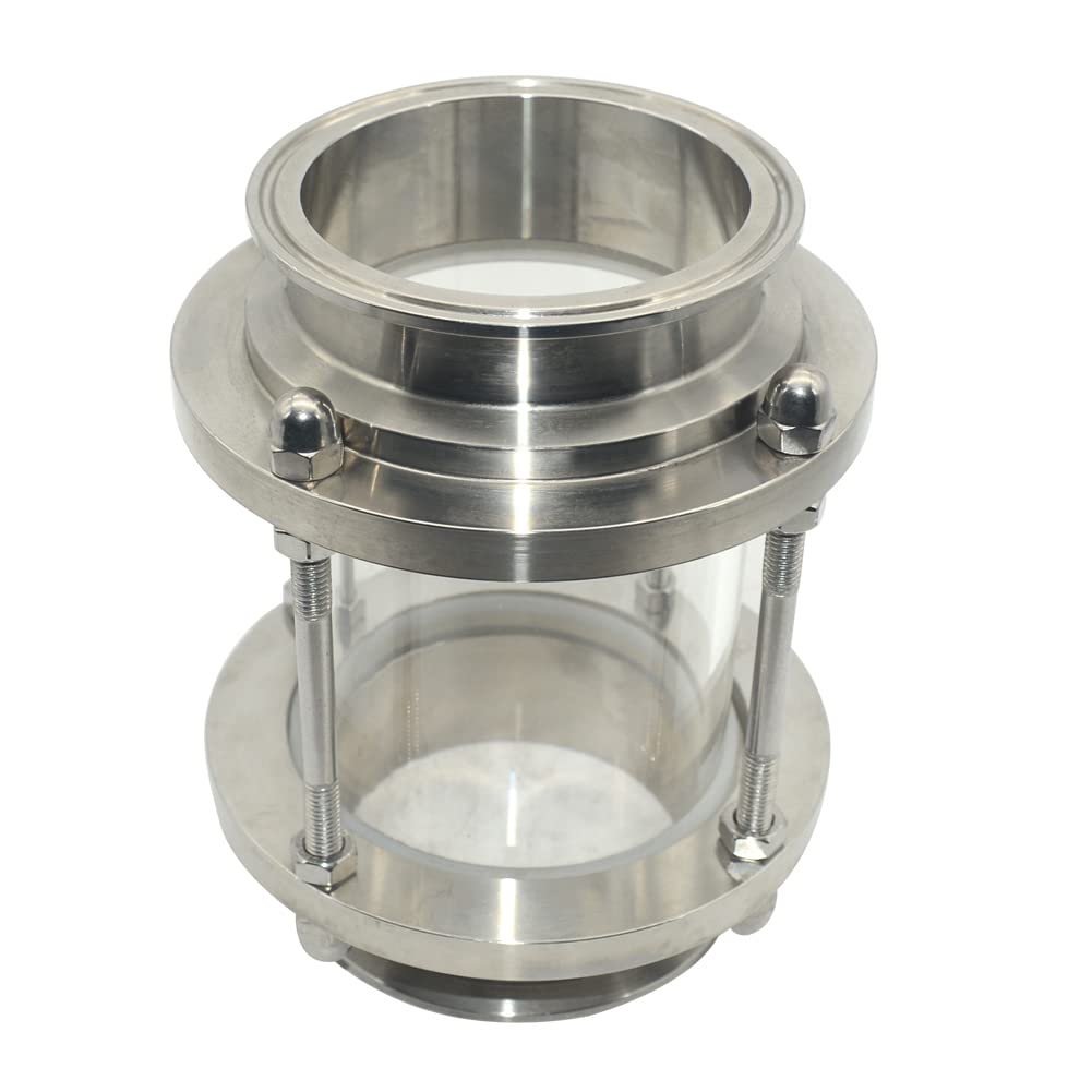 DAN SPEED 4 Inch Stainless Steel SS316 Tri Clamp In-Line Sight Glass - Sanitary Flow Indicator for Food, Beverage & Pharmaceutical Industry - Perfect for Brewing, Dairy Processing & Chemical Applications