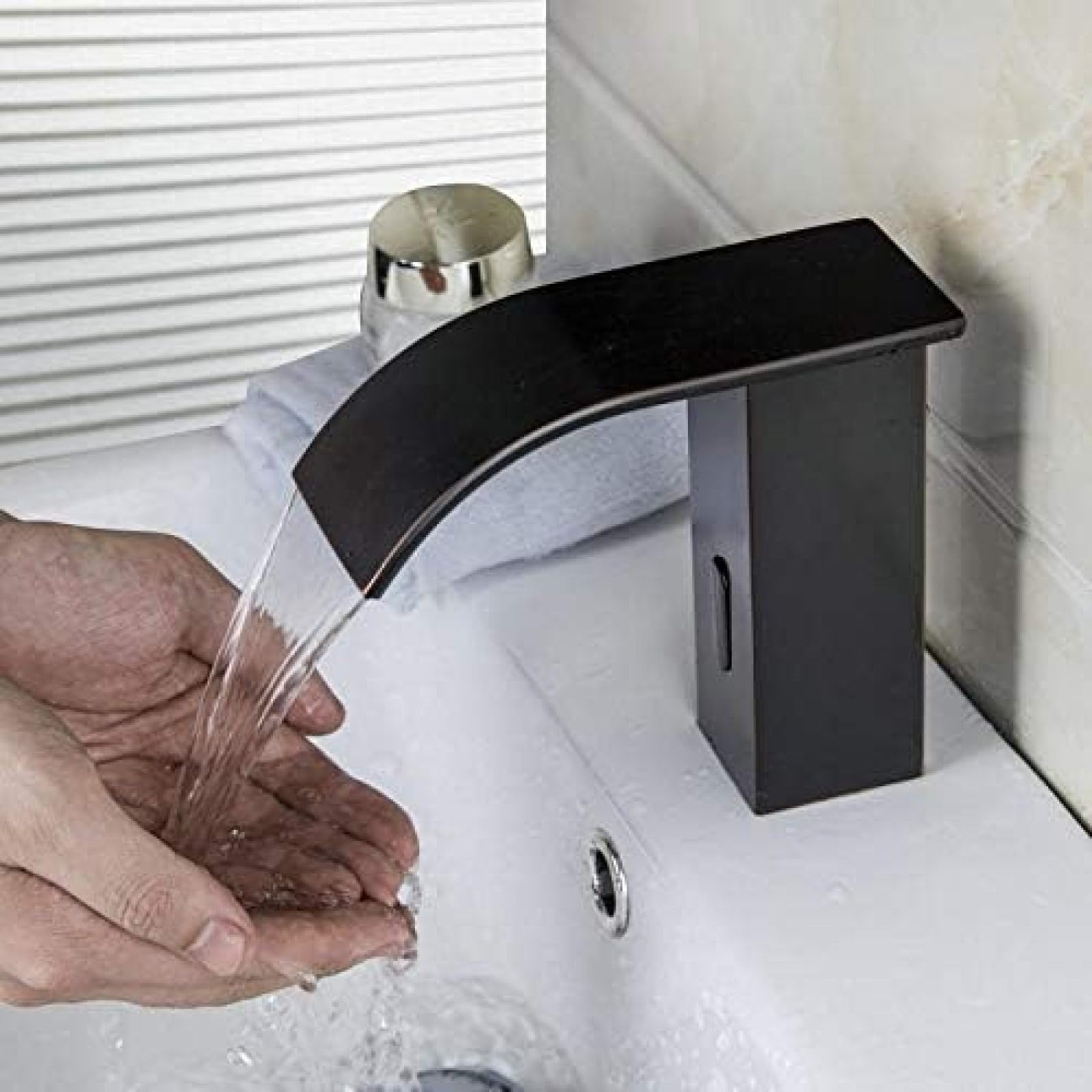 CRJUS Automatic Touchless Sensor Faucet - Brass Bathroom Sink Tap with ORB Finish, Hot & Cold Water Mixer for Hands-Free Washing - Ideal for Modern Homes, Public Restrooms & ADA Compliant Spaces