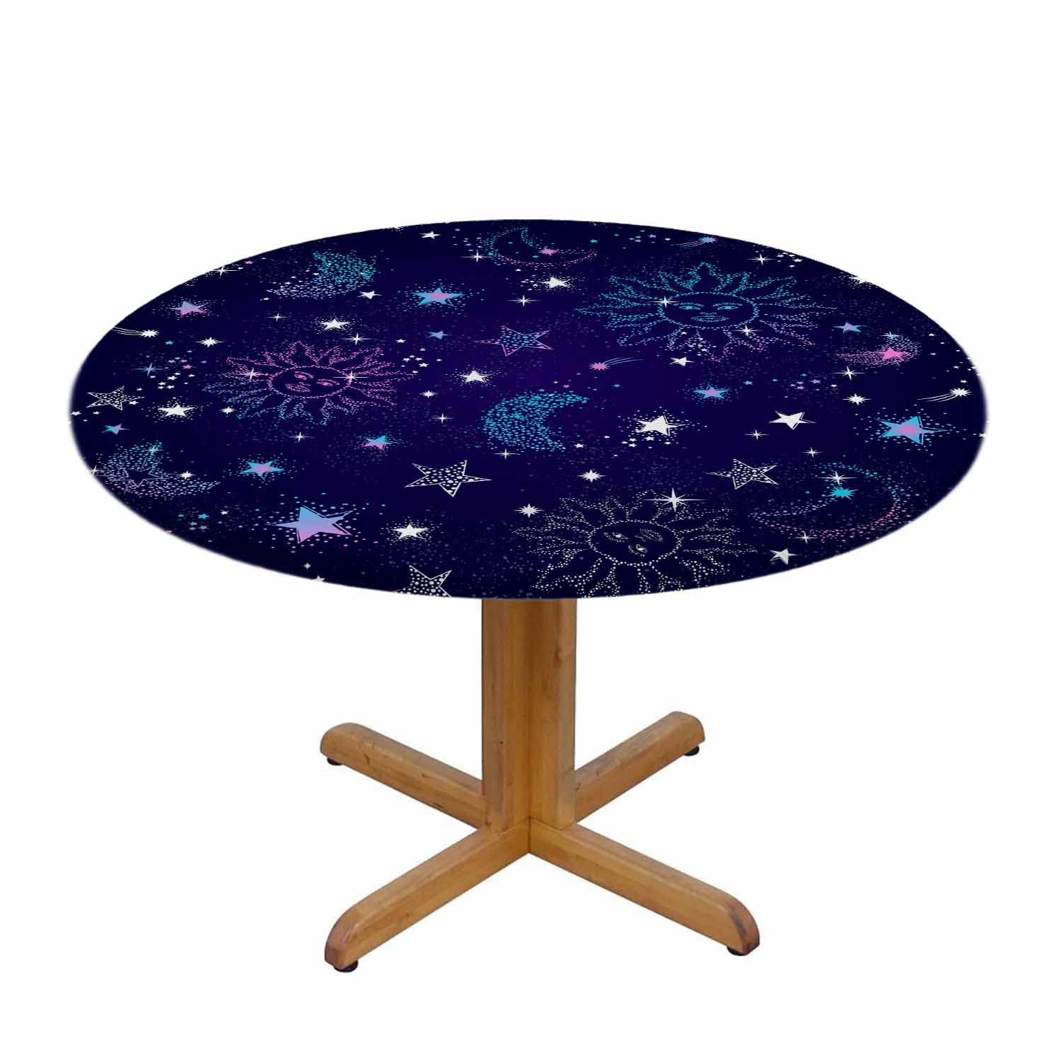 Beabes Galaxy Constellation Round Tablecloth 48 Inch - Space Themed Polyester Table Cover for Kitchen, Dining, Home Decor & Parties | Washable, Durable | Perfect for Astronomy Lovers, Birthday Celebrations & Themed Events