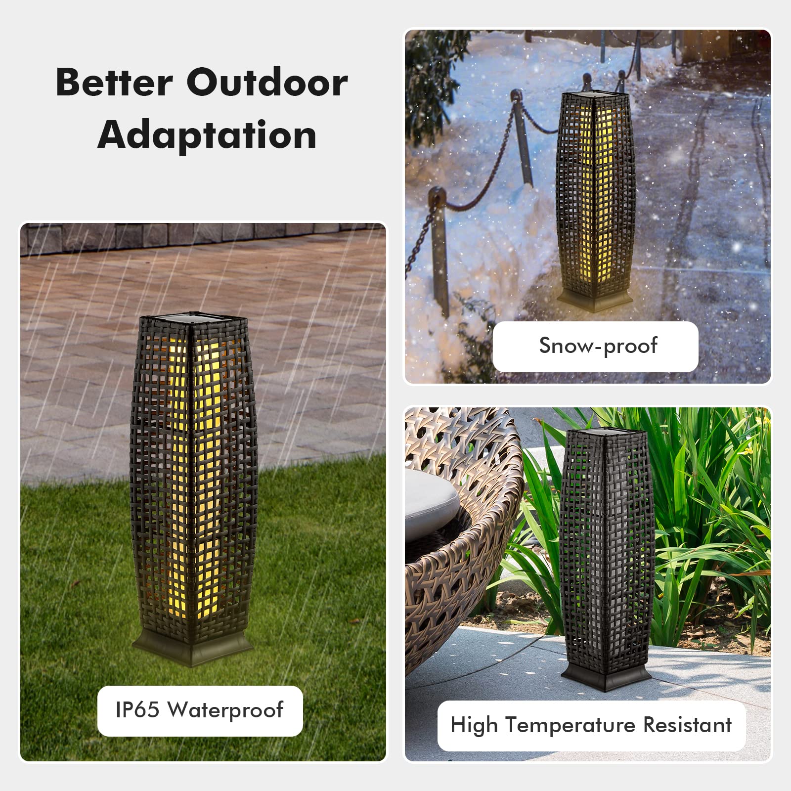 Tangkula 2-Piece Outdoor Solar Powered LED Floor Lamps - IP65 Waterproof Wicker Design with Auto On/Off for Garden, Patio, Porch, Deck & Pathway Lighting | Weather-Resistant Decorative Lanterns (Cross-Black) - Perfect for Evening Gatherings & Landscape Illumination