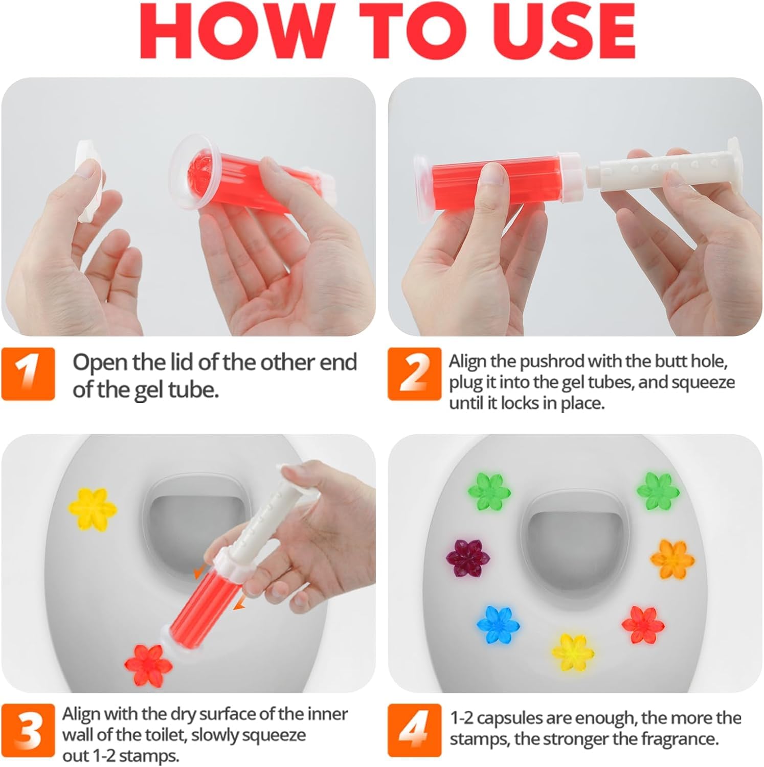 9UP® Toilet Gel Cleaner - 70g Flushable Flower Stamp Gel for Bathroom Cleaning & Odor Removal | Pack of 1-14 Stamps | Long-Lasting Freshness for Toilet Bowls, Tanks & Pipes | Ideal for Homes, Hotels & Restrooms