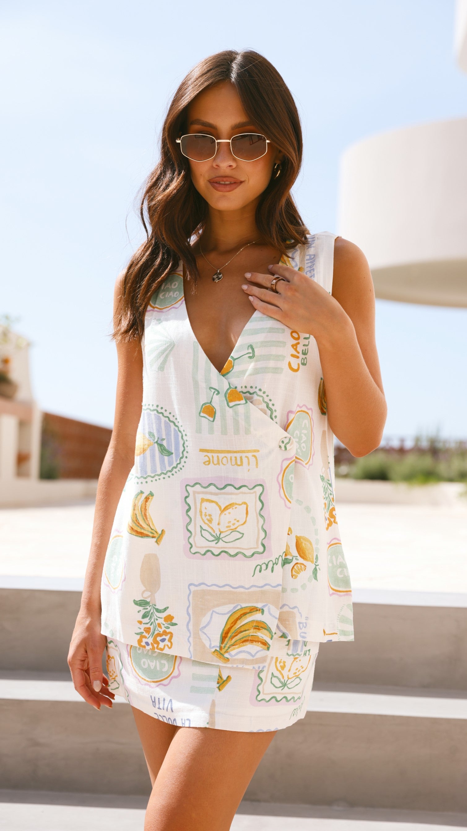 Dolce Vita Print Ariel Top - Women's Fashion Flowy Blouse for Casual Wear & Summer Outfits