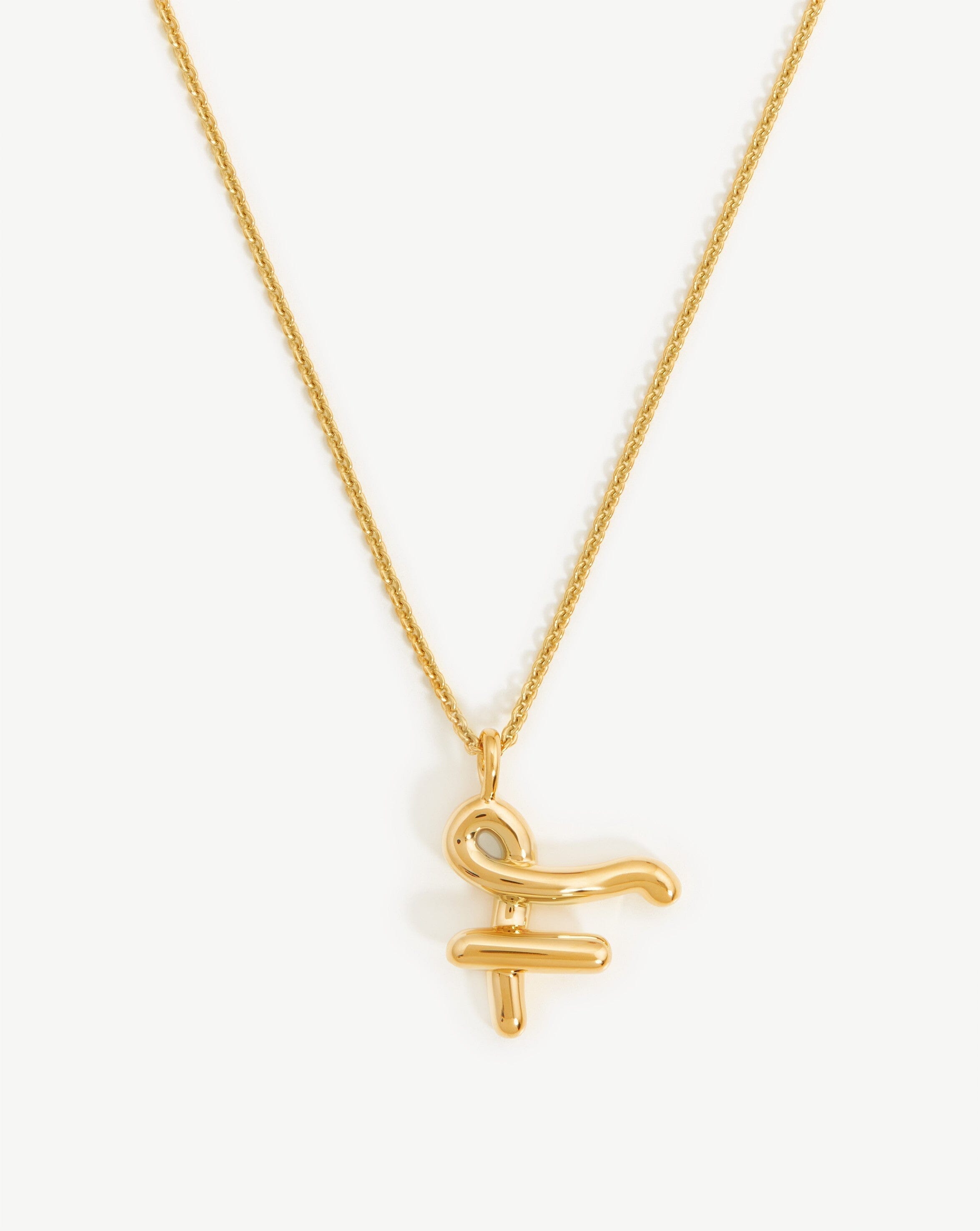 Curly Molten Initial Pendant Necklace - Personalized 18k Gold Vermeil Jewelry for Women | Gift for Her, Birthday, Anniversary, Valentine's Day