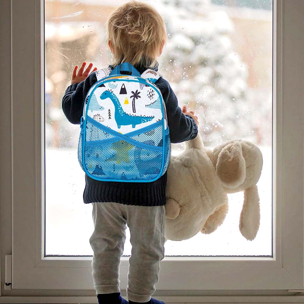 Dinosaur Toddler Backpack with Safety Leash - 9.5 Inch Small Kids Backpack for Boys & Girls - Perfect for Travel, Daycare & Outdoor Adventures
