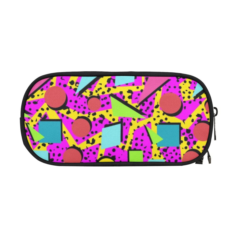 ANANGTEE Neon Pencil Case - Large Capacity Canvas School Supplies for Boys, Girls & Teens - Retro 80s 90s Pink Rainbow Zipper Pouch - Office Desk Organizer & Soft Pen Holder - Perfect for School, Work & Travel Accessories