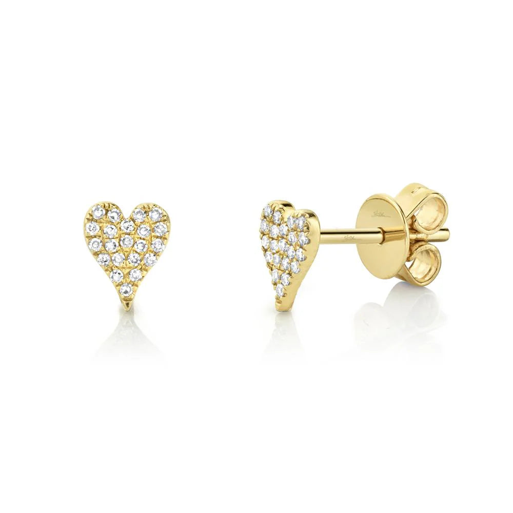 Sparkling Diamond Pave Heart Stud Earrings for Women - 14K Gold Plated Valentine's Day Gift for Her - Perfect for Anniversaries, Date Nights & Special Occasions
