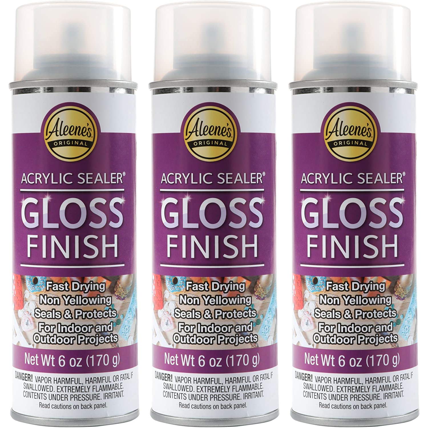 Best Aleene's Spray 6 oz. 3 Pack Clear Gloss Acrylic Sealer for Crafts, DIY Projects & Home Decor - Waterproof Protective Coating for Wood, Fabric & Paper