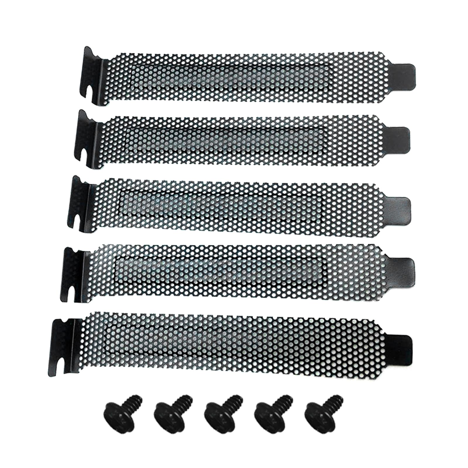 5 Pack Black Computer Dust Strips with Screws - PCI Slot Covers for PC Case & Graphics Card Dust Protection - Ideal for Gaming Rigs, Workstations & Home Office Computers