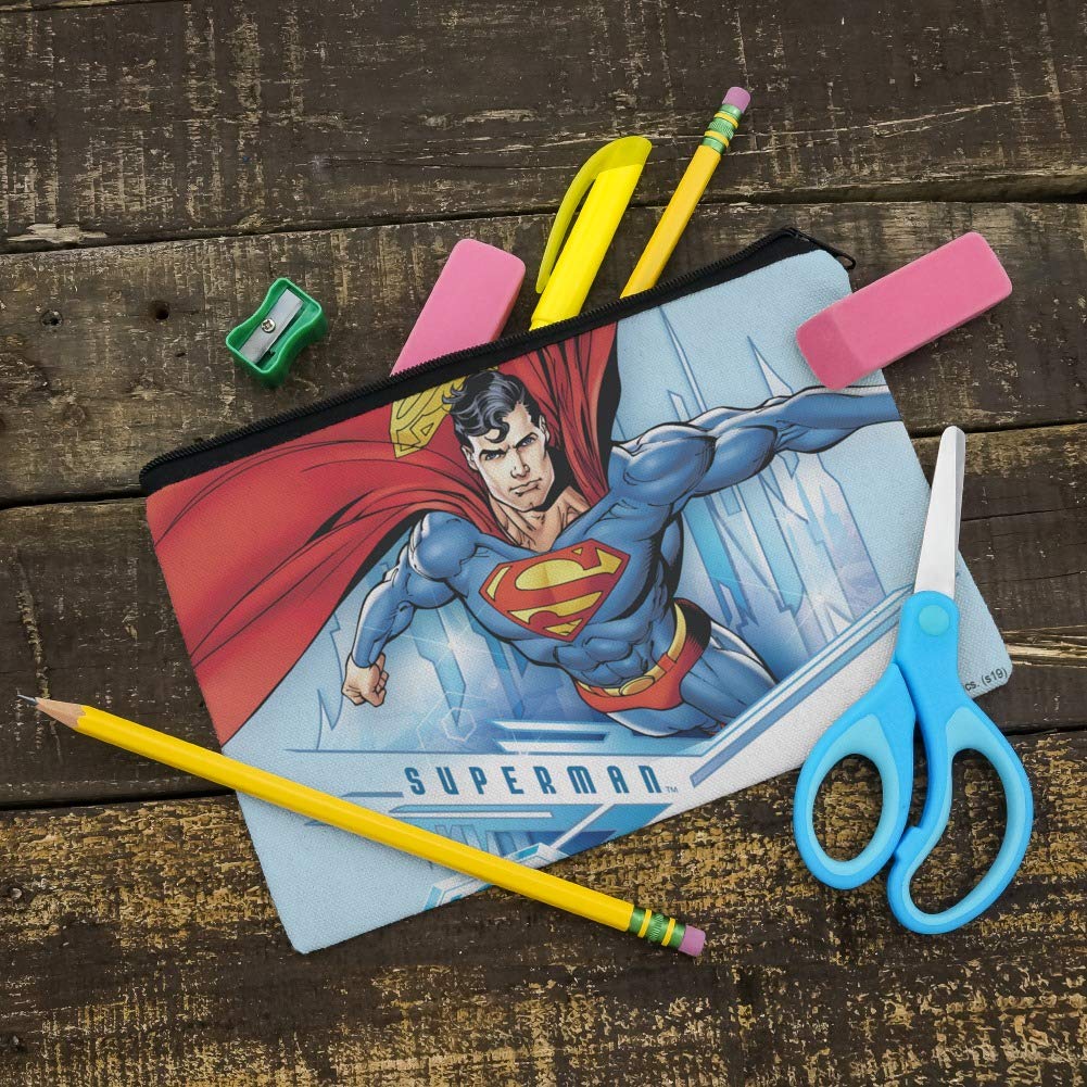 Superman Solitude Pencil Pen Organizer Zipper Pouch Case - School, Office & Travel Stationery Storage for Students, Artists & Professionals