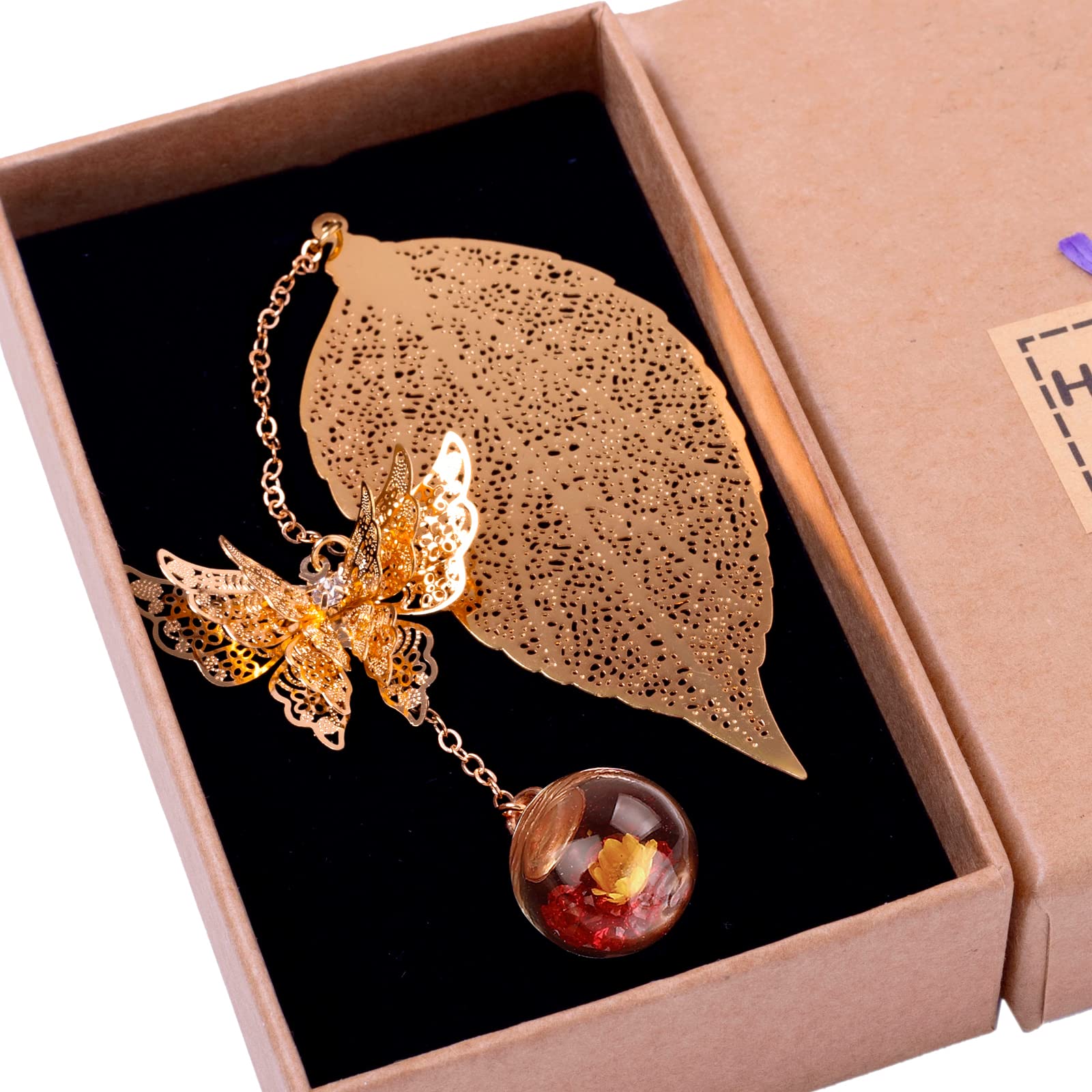 Elegant Gold Leaf Bookmark with Butterfly Charm - Perfect Gift for Book Lovers & Teachers - Ideal for Reading & Special Occasions