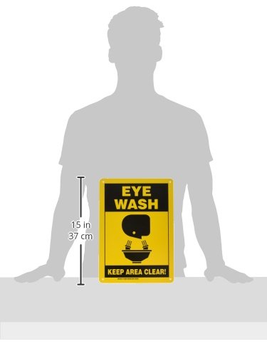 Brady 122388 Emergency Eye Wash Station Sign - ANSI Compliant Safety Label for Workplace, Laboratory & Industrial Use