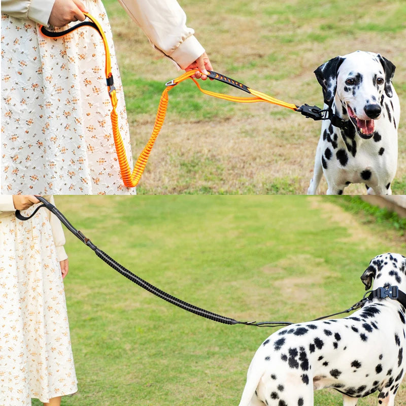 Premium Heavy Duty Tactical Bungee Dog Leash - Shock Absorbing Retractable Lead for Large Dogs, Walking, Hiking & Outdoor Adventures
