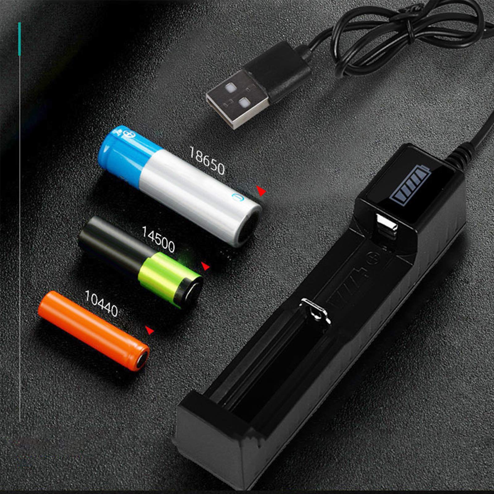 Universal USB Rechargeable Battery Charger for AA AAA Li-ion 10440 14500 16340 16650 14650 18350 18500 18650 Batteries - LED Indicator & Fast Charging - Perfect for Cameras, Flashlights, Toys, and Electronic Devices