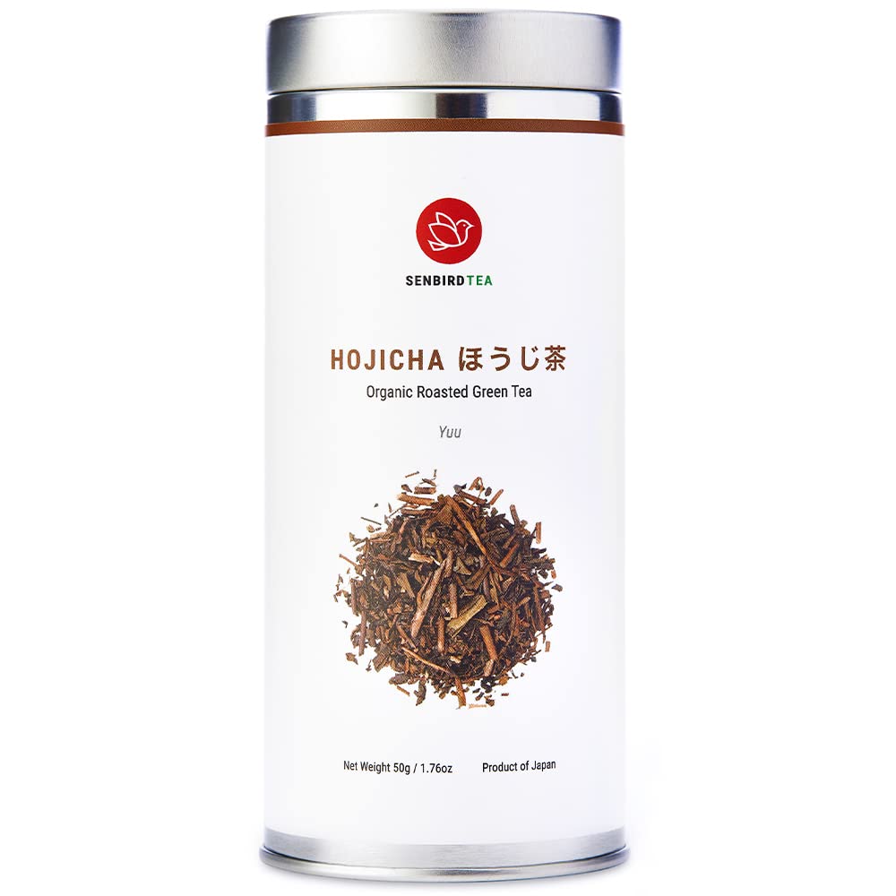 Organic Hojicha Japanese Roasted Green Tea - Premium Loose Leaf Tea from Shizuoka, Japan - 1.76oz/50g in Airtight Tin - Perfect for Relaxation, After Dinner or Cold Weather Warmth