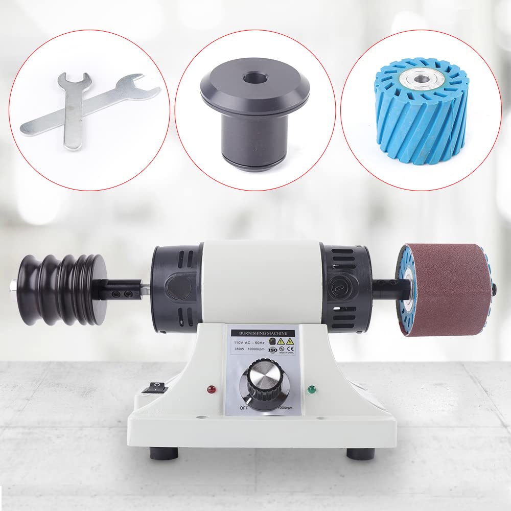 Professional Leather Edge Burnishing Machine & Polishing Kit - Adjustable Rosewood Grinding Head, 8000rpm 350W Motor for Vegetable Tanned Leather (110V) - Perfect for Leather Crafting, Shoe Repair & DIY Leather Projects - Fast US Shipping