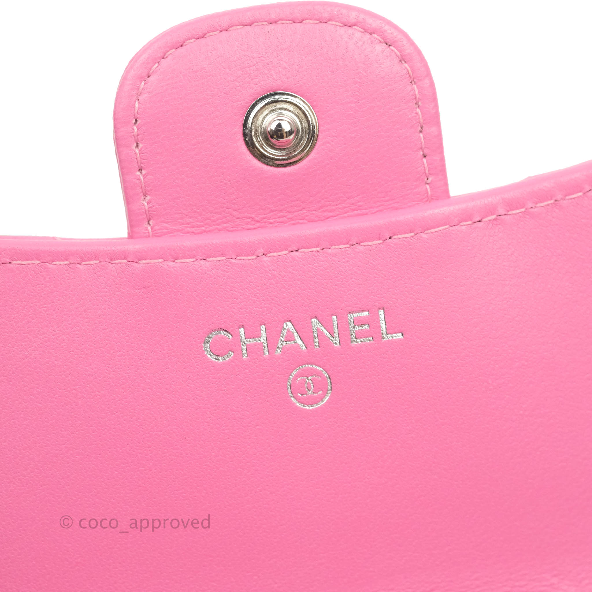 Chanel Classic Flap Wallet in Pink Lambskin Leather with Silver Hardware - Luxury Women's Wallet for Everyday Use & Special Occasions