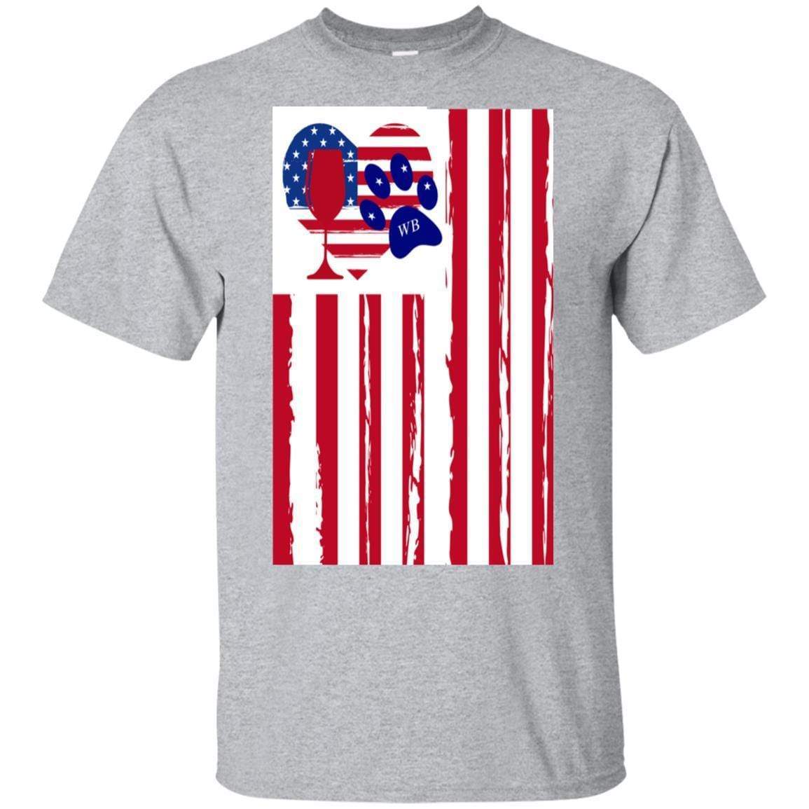 American Flag Wine Paw Heart Ultra Soft Cotton T-Shirt | Patriotic & Fun Graphic Tee for Women | Perfect for Casual Wear, Parties & Wine Lovers