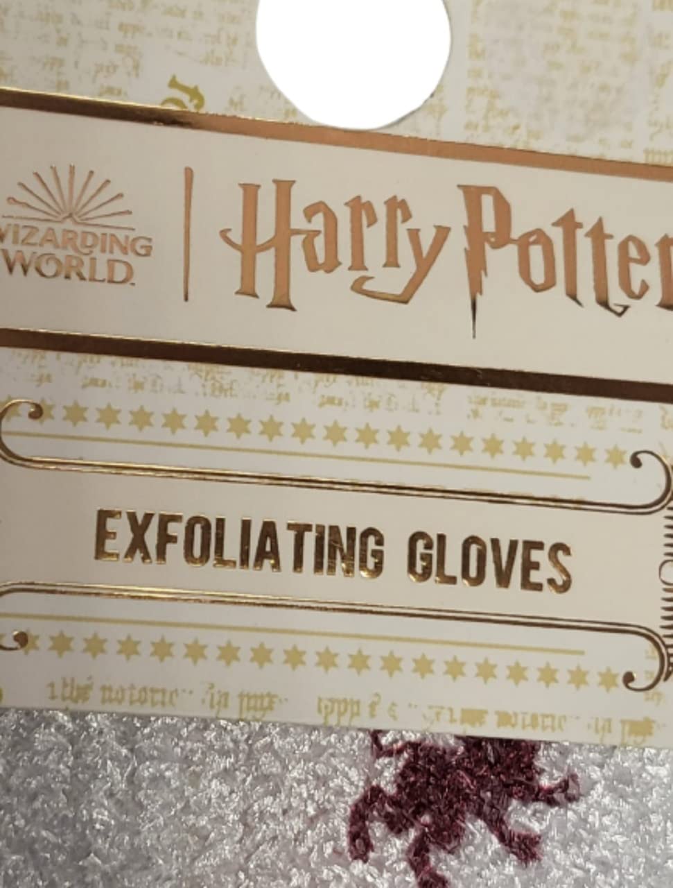 Harry Potter Exfoliating Gloves with Hogwarts Crest - Body Scrubber & Dead Skin Remover for Smooth Skin - Perfect for Shower, Spa & Gift Giving