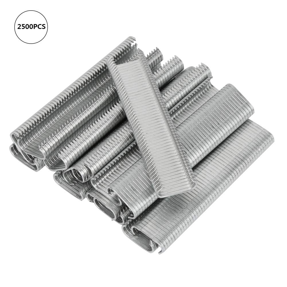 2500-Pack 8mm Pig Rings, Sofa Cushion Cage Nails, M Nails, C-Clips, Fastening Clamps for Wire Fence Mattress Installation - Animal Cage Repair, DIY Furniture Upholstery, Pet Enclosure Tools