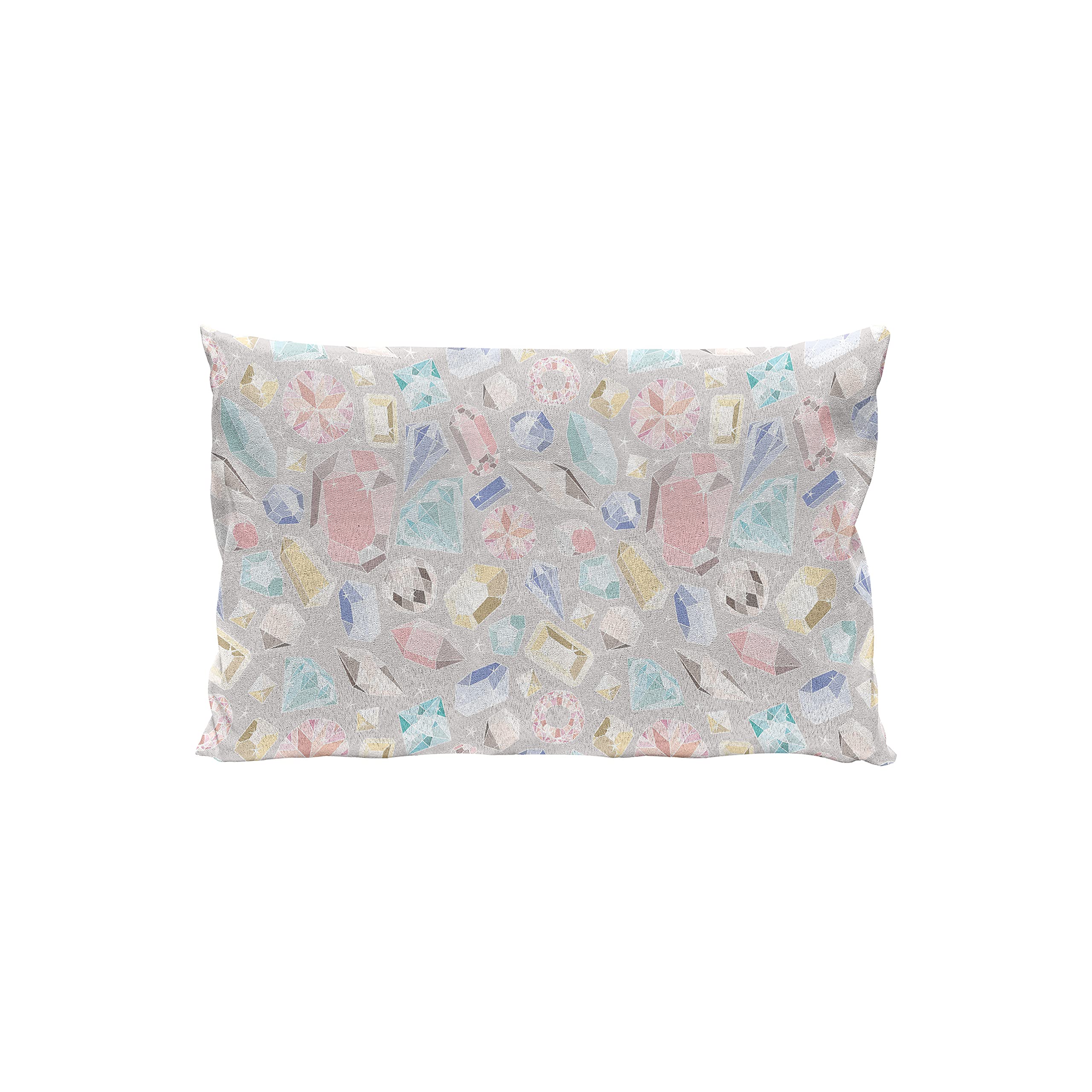 Ambesonne Diamond Throw Pillow Cover 26x16 Inches - Pastel Baguette & Oval Shapes Feminine Design with Star Backdrop, Decorative Rectangle Accent Cushion Case for Sofa, Bed, Living Room - Multicolor