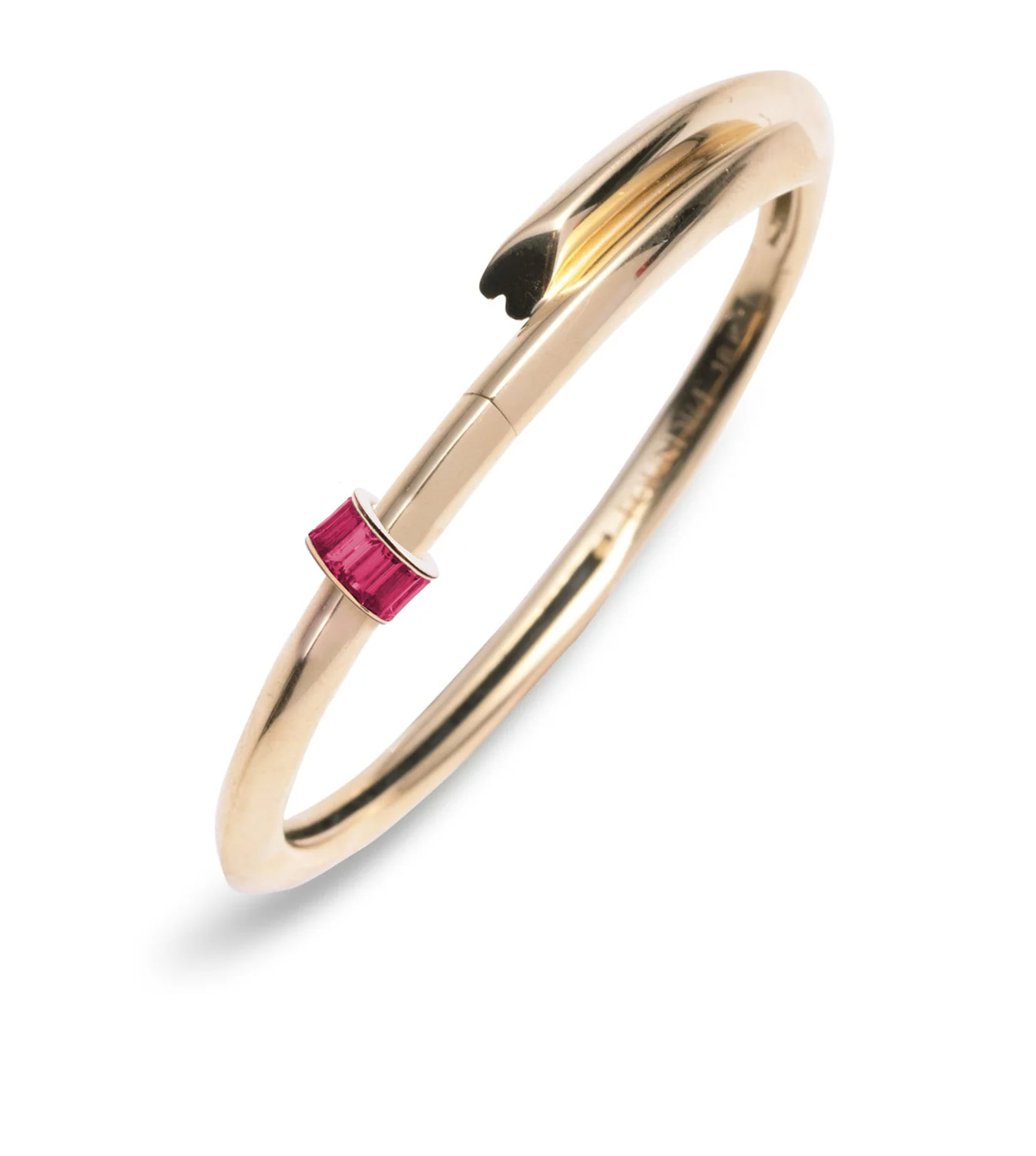 Baguette Ruby Heartbeat Love Bracelet - Elegant Heart Bangle for Women | Perfect Gift for Valentine's Day, Anniversary & Romantic Occasions