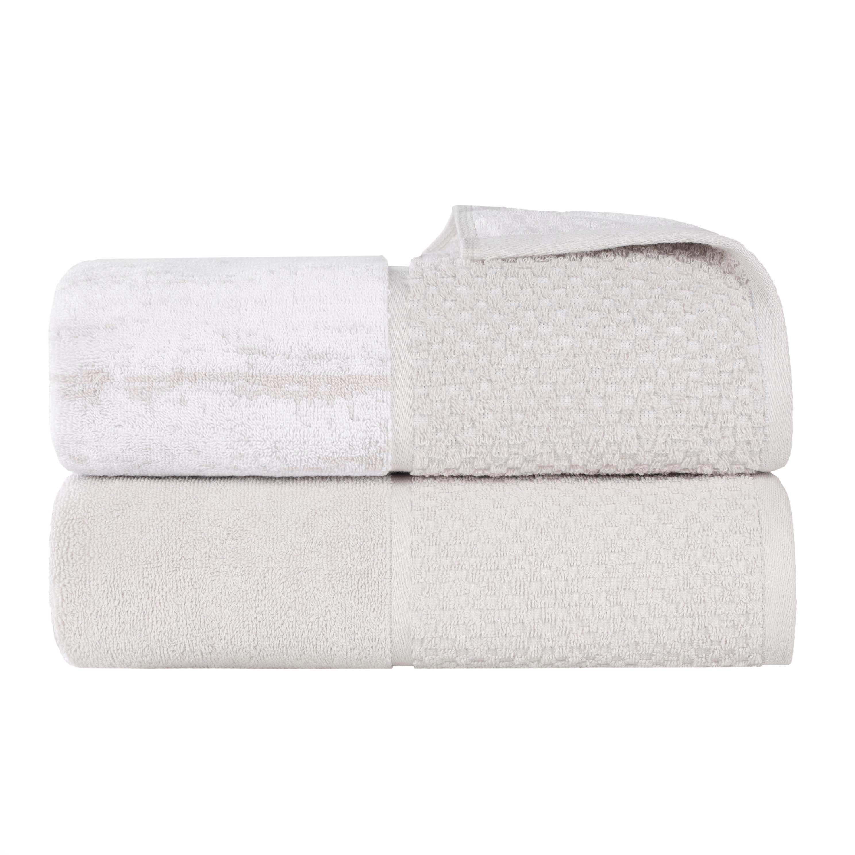 Premium Cotton Plush Jacquard Bath Towel Set of 2 - Ultra Soft & Absorbent Solid & Two-Toned Luxury Bath Sheets for Spa, Hotel & Home Use