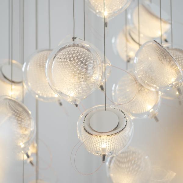 Modern Mesh Glass Pendant Light Fixture - Elegant Hanging Chandelier for Kitchen Island, Dining Room & Bedroom Decor - Dimmable LED Lighting for Home & Office Spaces