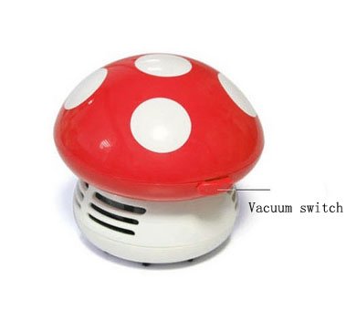 HONBAY Mini Mushroom Vacuum Cleaner - Portable Desk Dust Sweeper for Home & Office (Red)