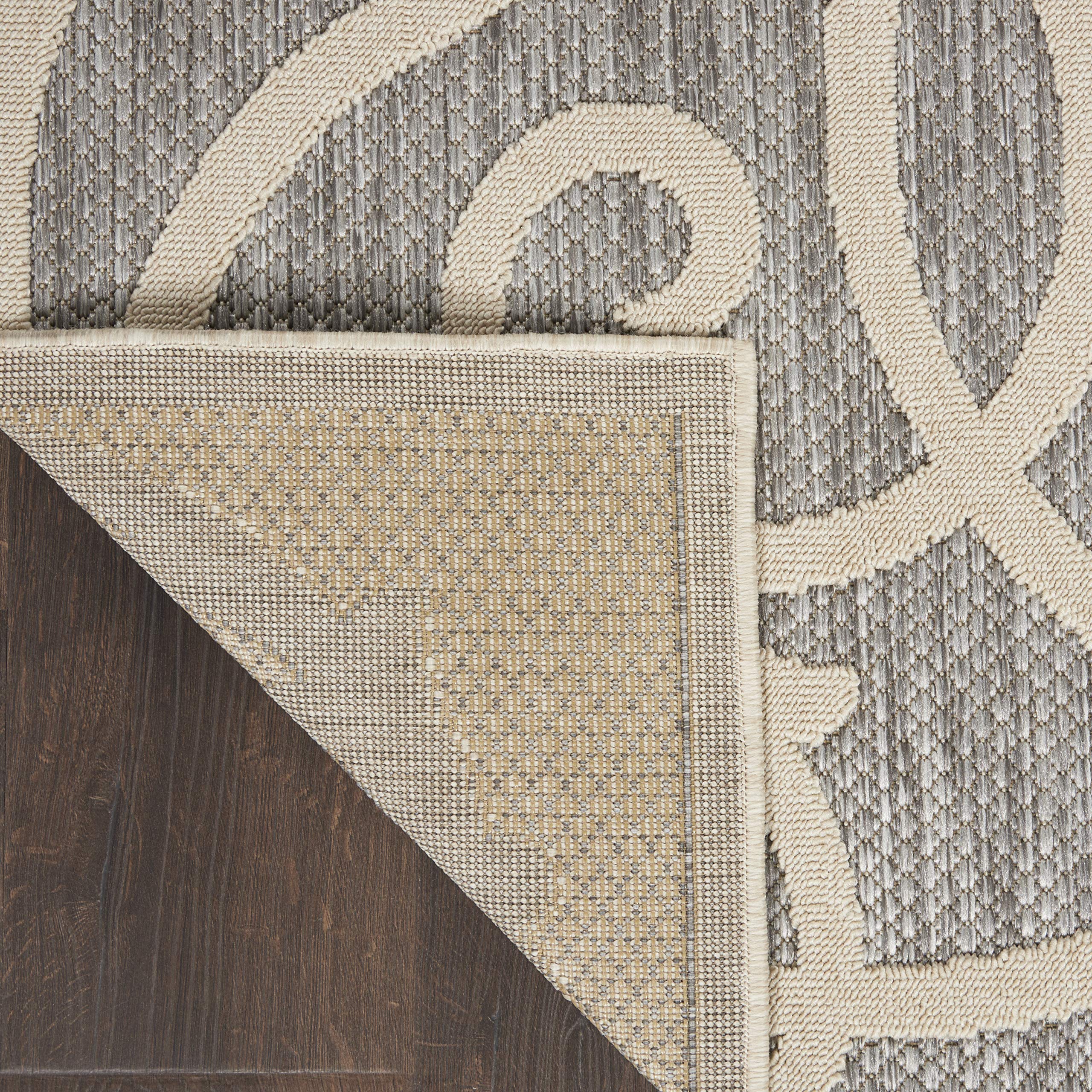 Nourison Palamos Indoor/Outdoor 6' x 9' Area Rug - Soft Grey, Easy to Clean, Non-Shedding | Perfect for Bedroom, Living Room, Dining Room, Backyard, Deck & Patio (6x9) - Adds Comfort & Style to Any Space