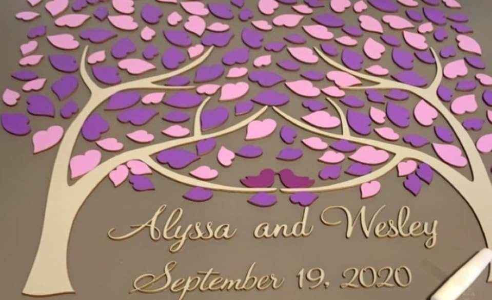 3D Wooden Heart Tree Guest Book - Navy Blue Rustic Wedding Decor, Unique Alternative to Traditional Guest Books | Perfect for Weddings, Anniversaries & Couples' Keepsakes