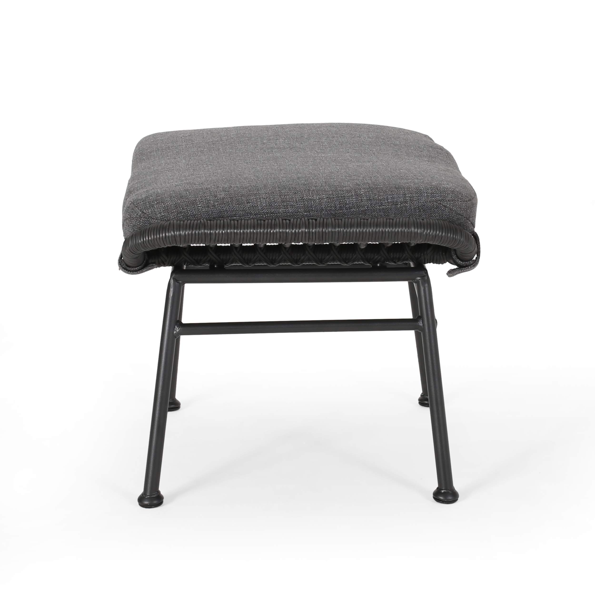 Modern Boho Wicker Ottoman Set of 2 - Gray, Dark Gray & Black - Outdoor Patio Furniture for Lounge, Garden, or Poolside Decor - GDFStudio by Great Deal Furniture