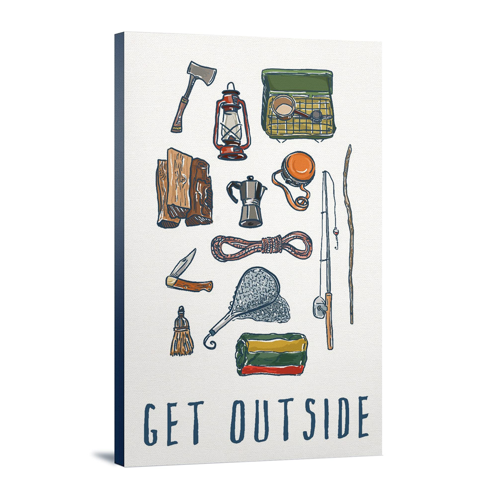 Outdoor Camping Gear Wall Art - 24x36 Gallery Wrapped Canvas Print for Home & Cabin Decor | Perfect for Living Room, Bedroom, or Office