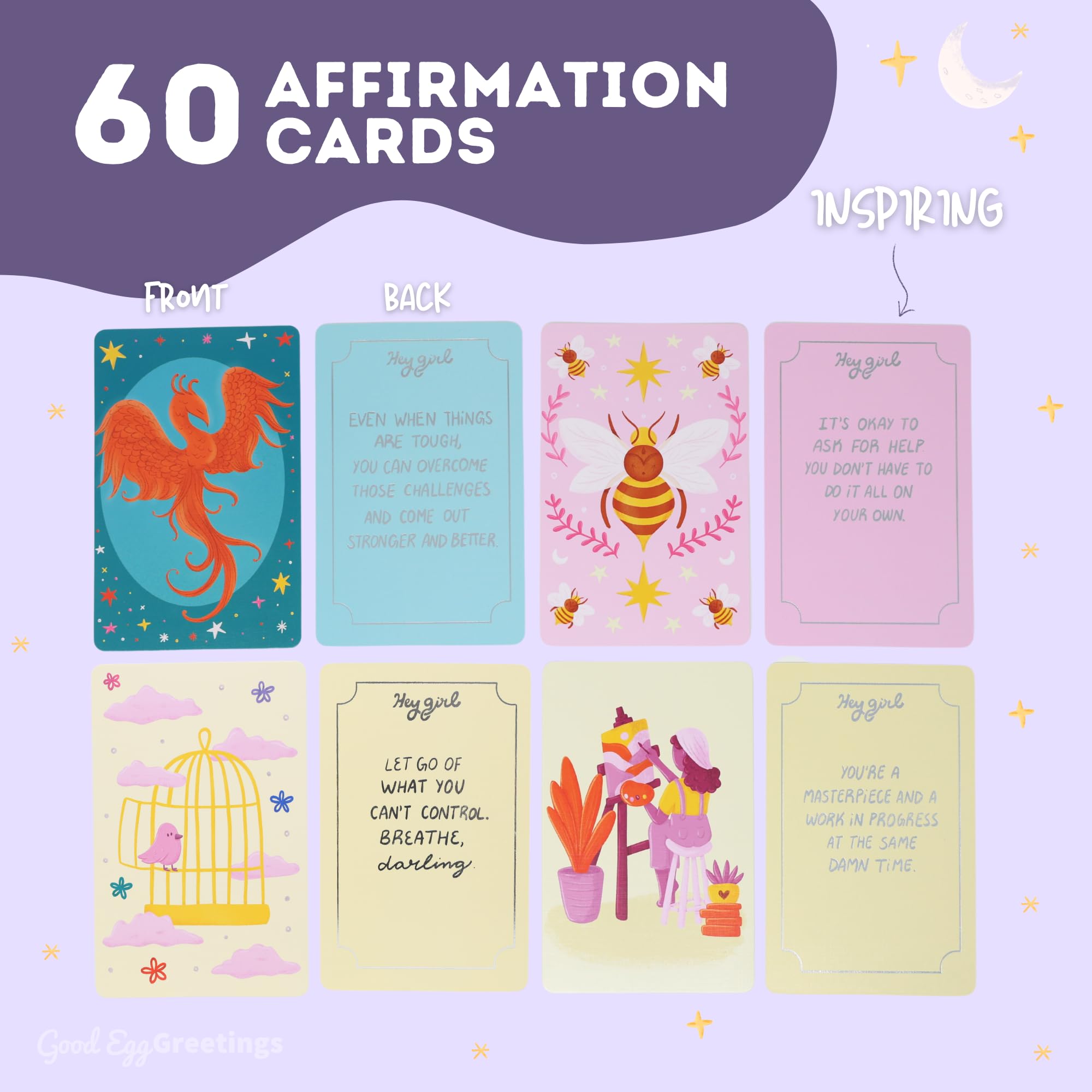 Sweary Affirmation Cards for Women - 60 Positive Daily Motivational Quote Cards with Sassy & Inspirational Messages - Self Love Gifts for Birthday, Holiday or Everyday Encouragement - Perfect for Office Decor, Journaling & Self-Care Rituals