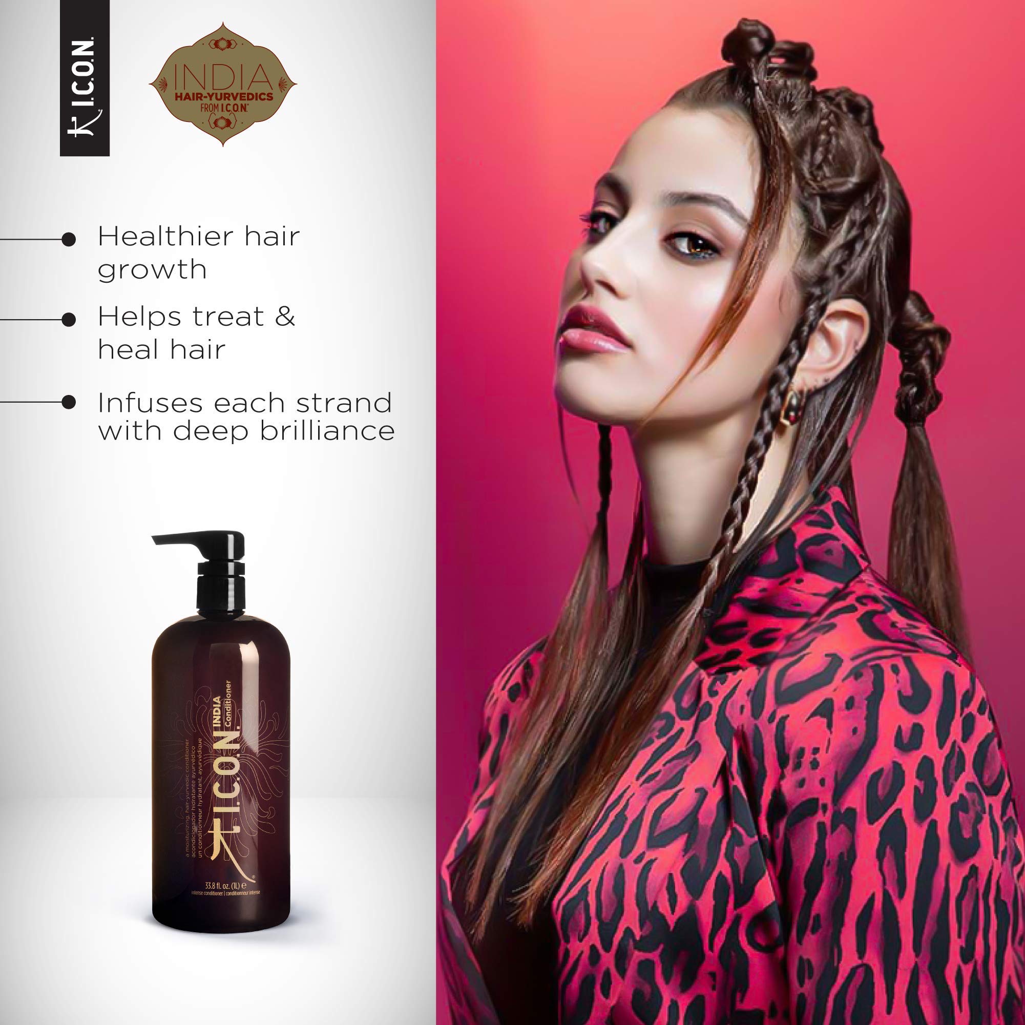K I.C.O.N. India Conditioner - Salon Professional Nourishing & Strengthening Hair Treatment for Damaged Hair (33.8 oz) - Perfect for Dry, Frizzy & Color-Treated Hair at Home or Salon Use