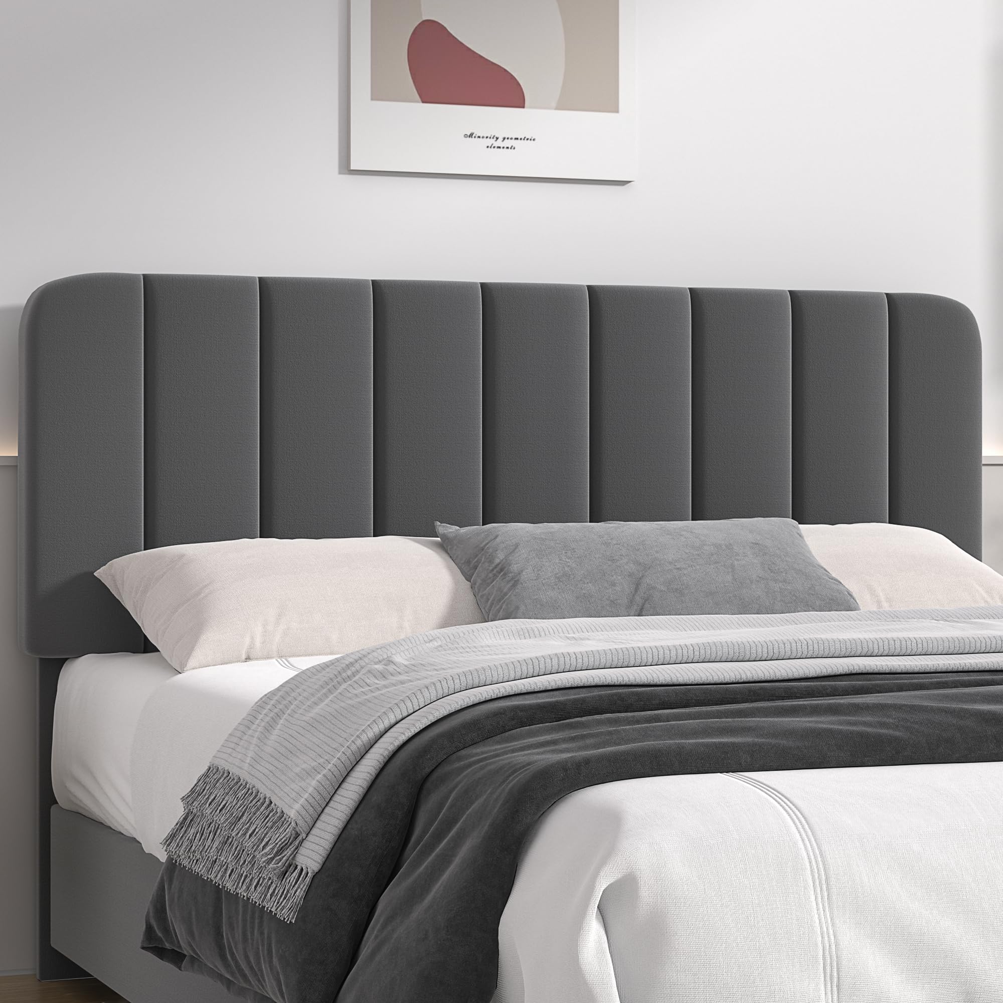 VECELO Queen Size Upholstered Bed Frame with 4 Storage Drawers & Adjustable Headboard - Velvet Platform Bed Frame with Wooden Slats Support, No Box Spring Needed - Dark Grey Luxury Bed for Master Bedroom or Guest Room
