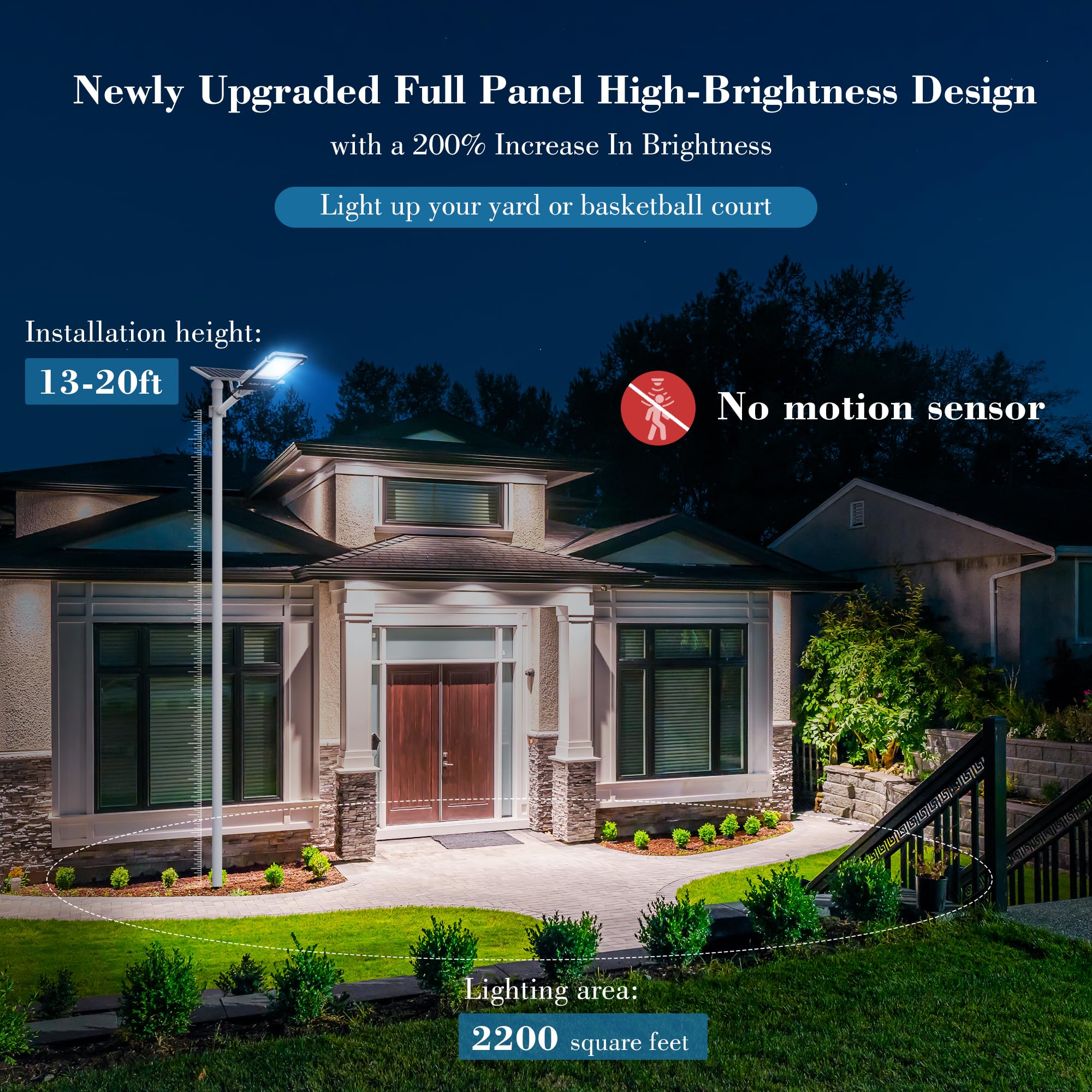 6000W Solar Street Lights Outdoor Waterproof - 2 Pack Commercial LED Solar Parking Lot Lights with Dusk to Dawn Sensor & Remote Control for Driveway, Yard, Garden, Pathways (Perfect for Home Security & Energy Saving)