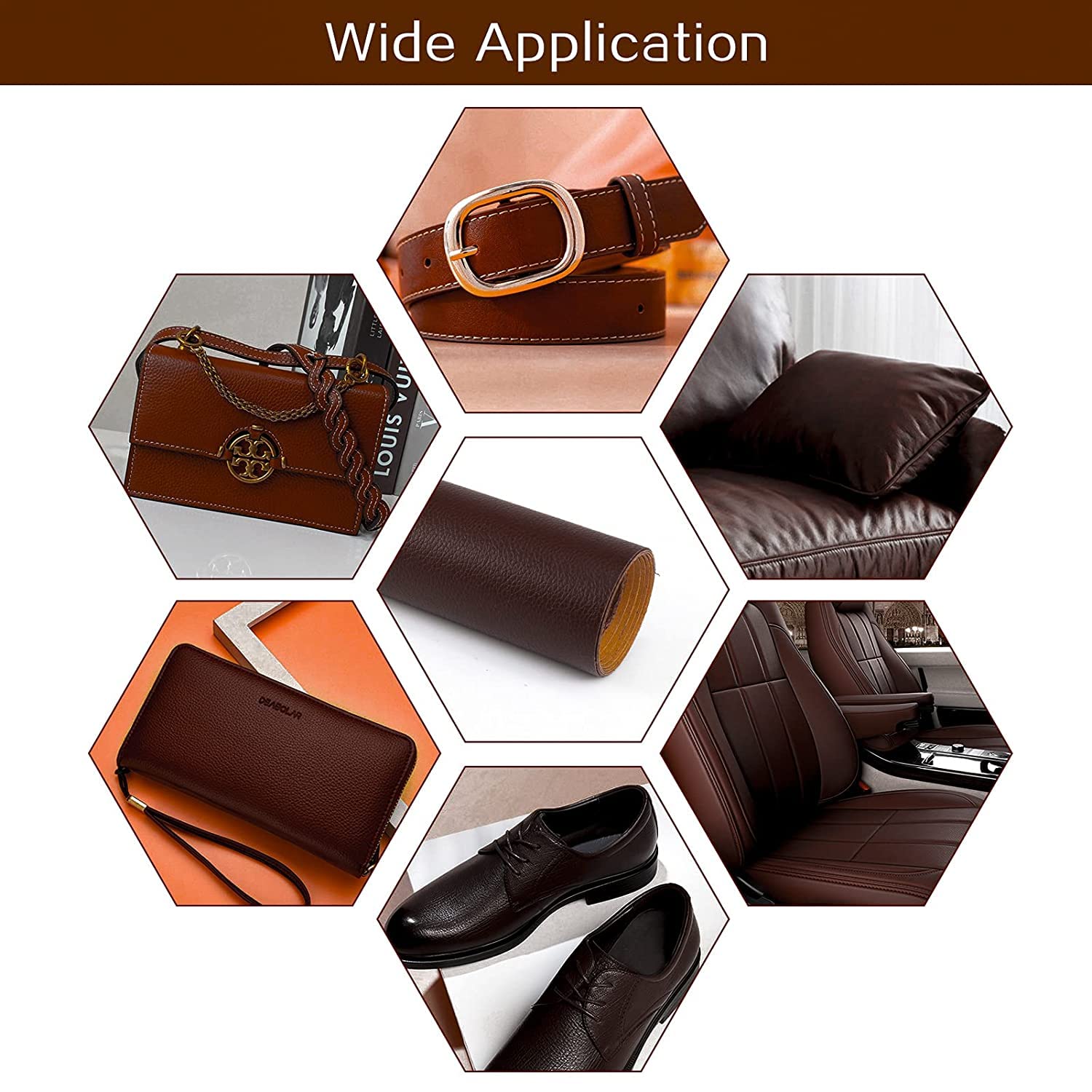 AMLAKH Self-Adhesive Leather Repair Patches - 2 Pack, Brown - Durable Eco-Friendly Synthetic Leather for DIY Furniture, Couches, Sofas & Shoes - Perfect for Home Repair, Upholstery & Shoe Restoration